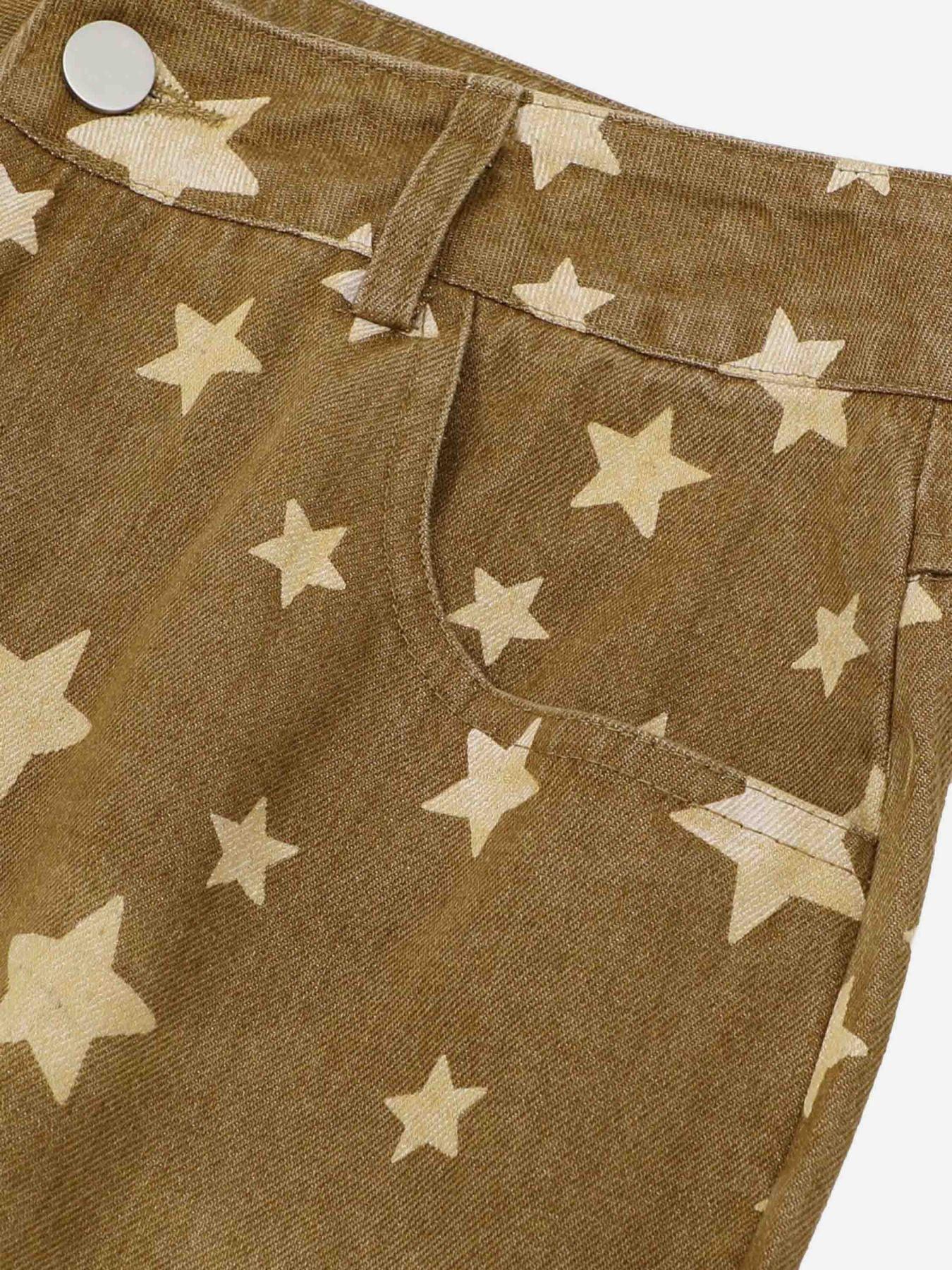 Sneakerland American Washed Star Ripped Straight Jeans - tntwear1