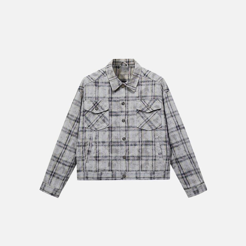 Loose Plaid Tie-Dye Jacket - tntwear1