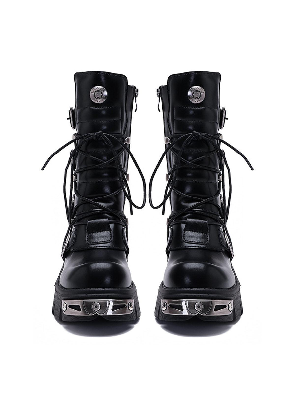 Tntwear Metal Punk Style Workwear Platform Boots - 2199