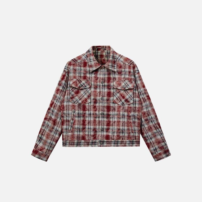 Loose Plaid Tie-Dye Jacket - tntwear1