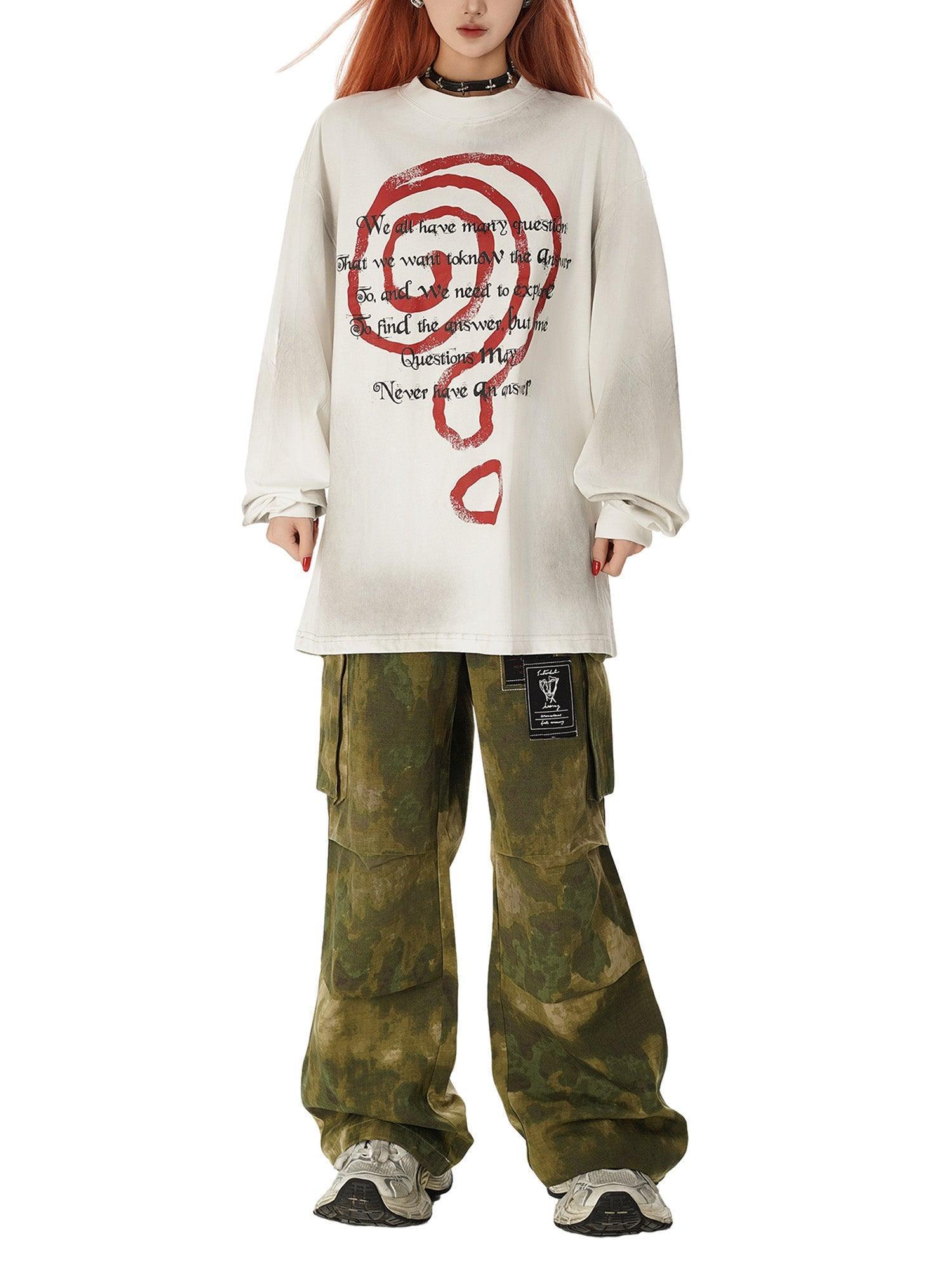 Tntwear Spray Long Sleeve Street Hip-Hop T-shirt