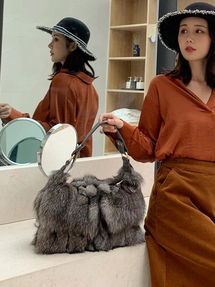 Women Winter Real Fox Fur Handbag Luxury - tntwear1