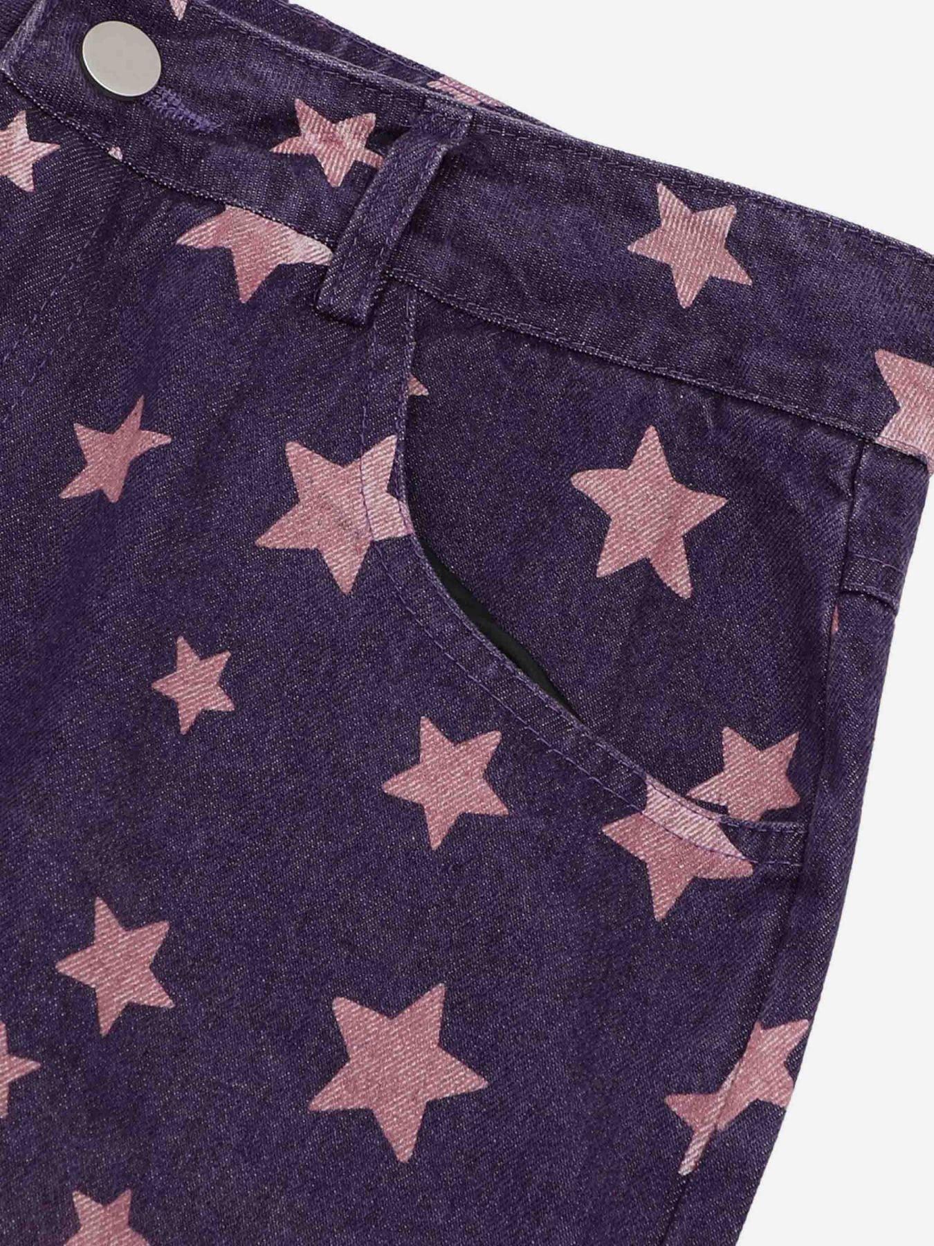 Sneakerland American Washed Star Ripped Straight Jeans - tntwear1