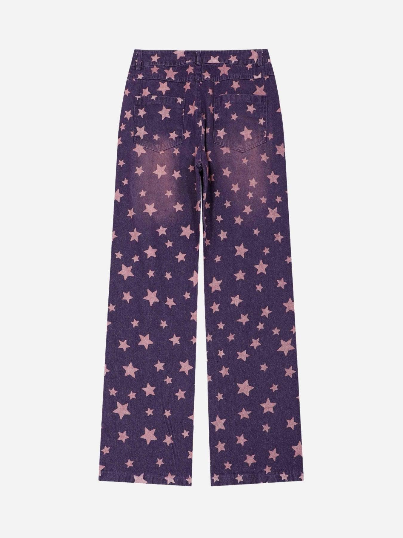 Sneakerland American Washed Star Ripped Straight Jeans - tntwear1