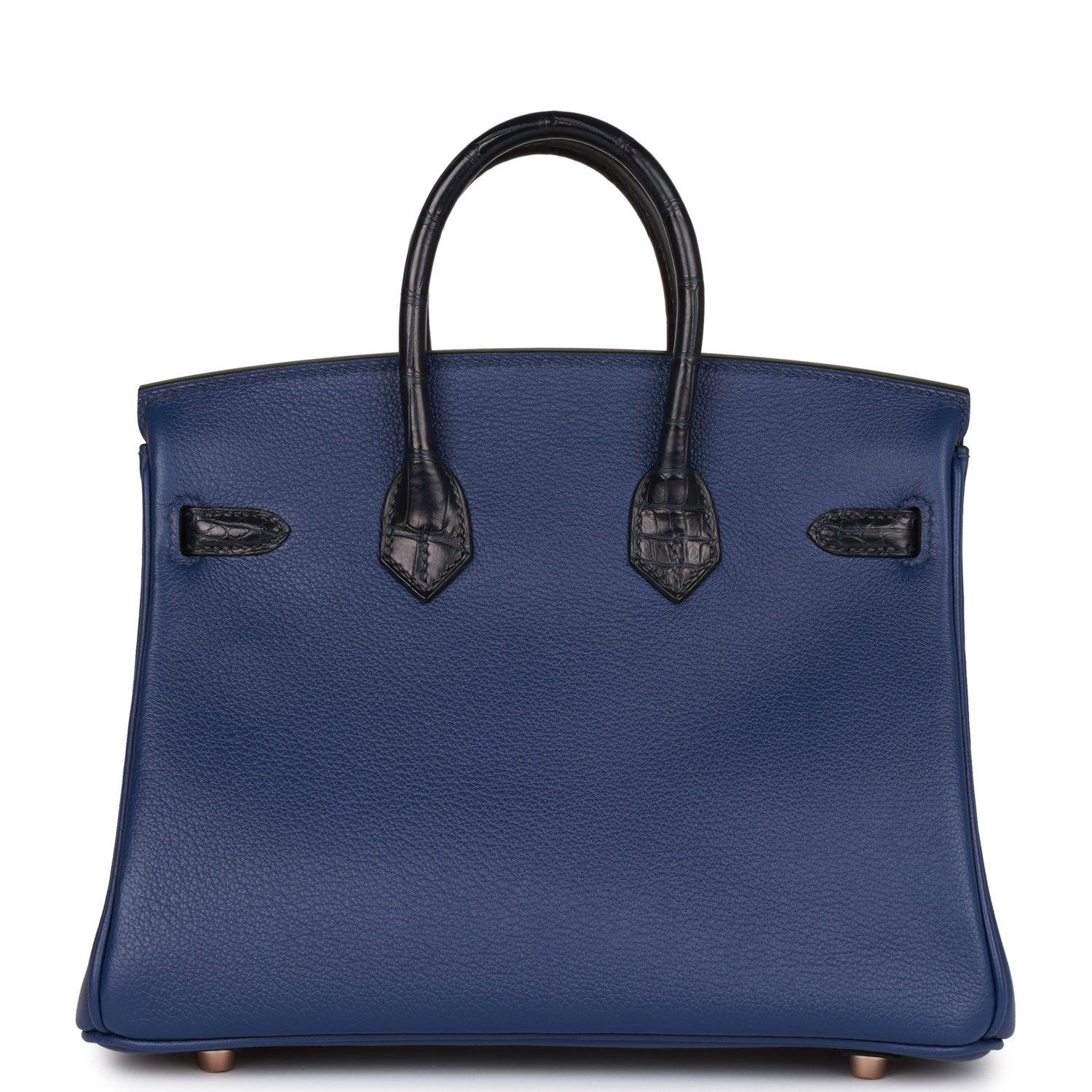 Birkin 25 Bleu Saphir and Marine Matte Alligator and Togo Touch Rose Gold Hardware - tntwear1