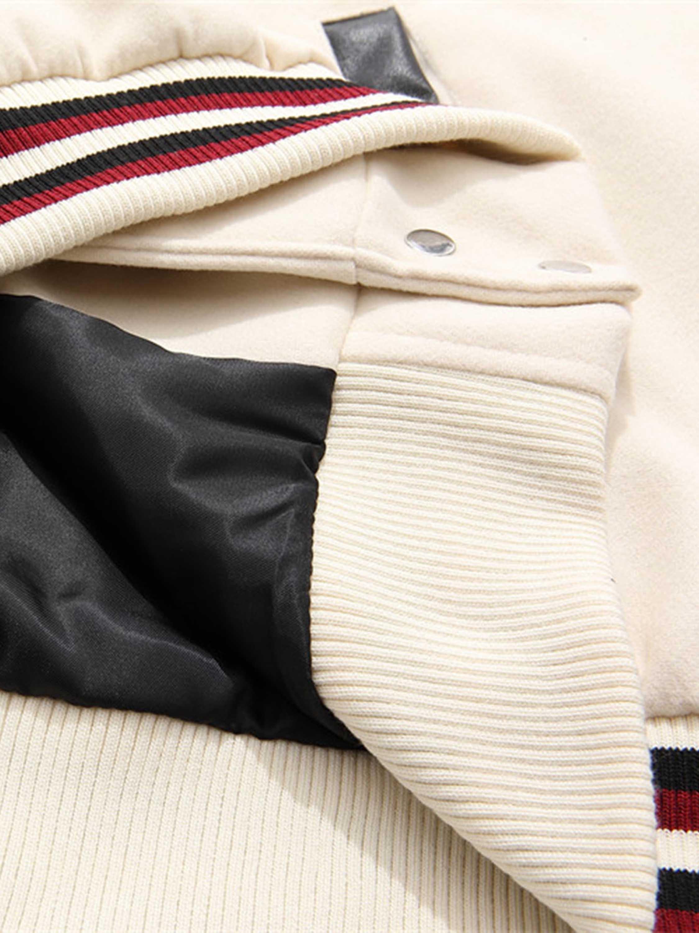 Tntwear® - American Patchwork PU Leather Sleeve Embroidered Alphabet Baseball Jacket-1819 - tntwear1