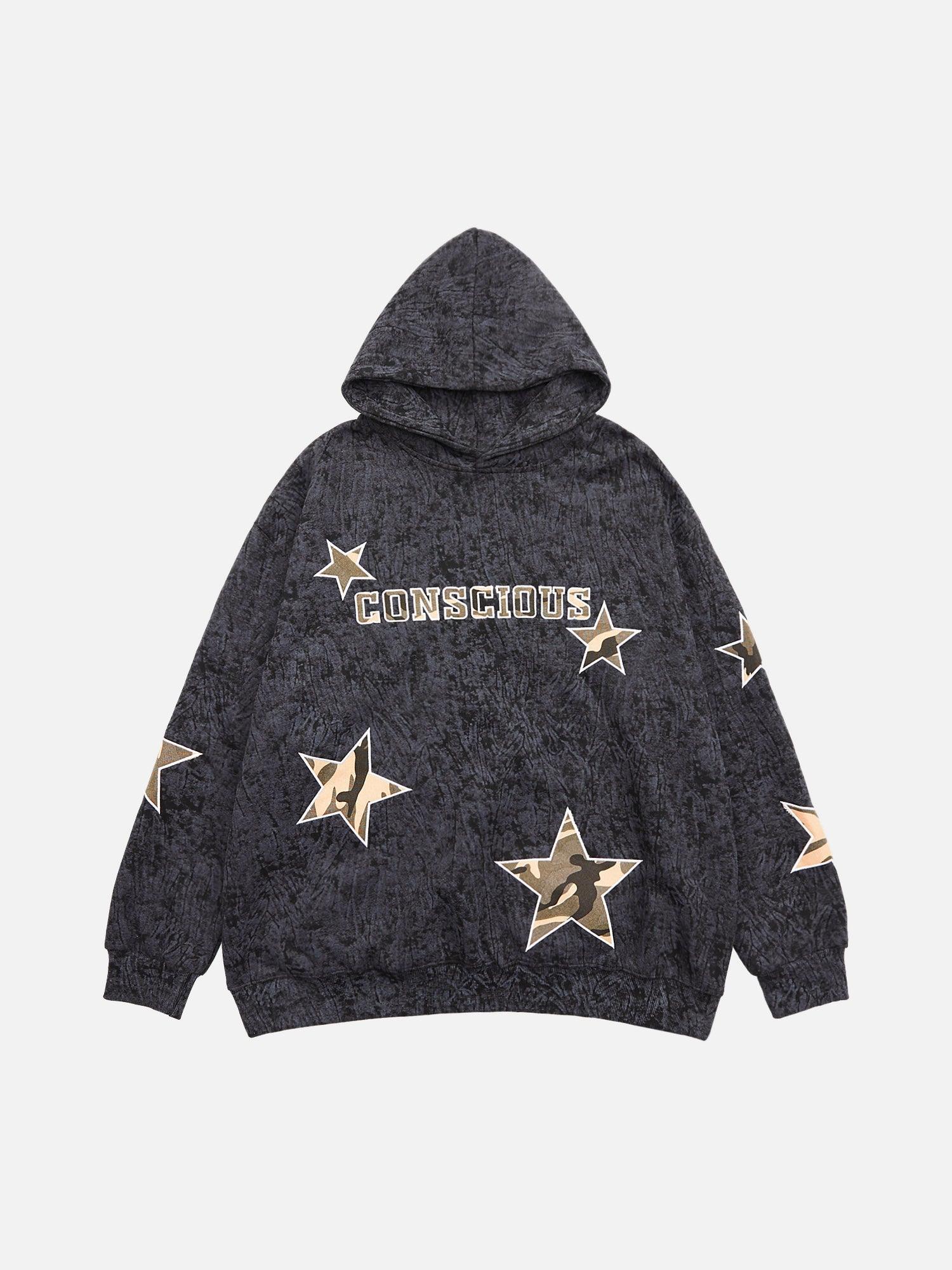 Tntwear® - American Retro Patch Star Hooded Sweatshirt - 1969 - tntwear1