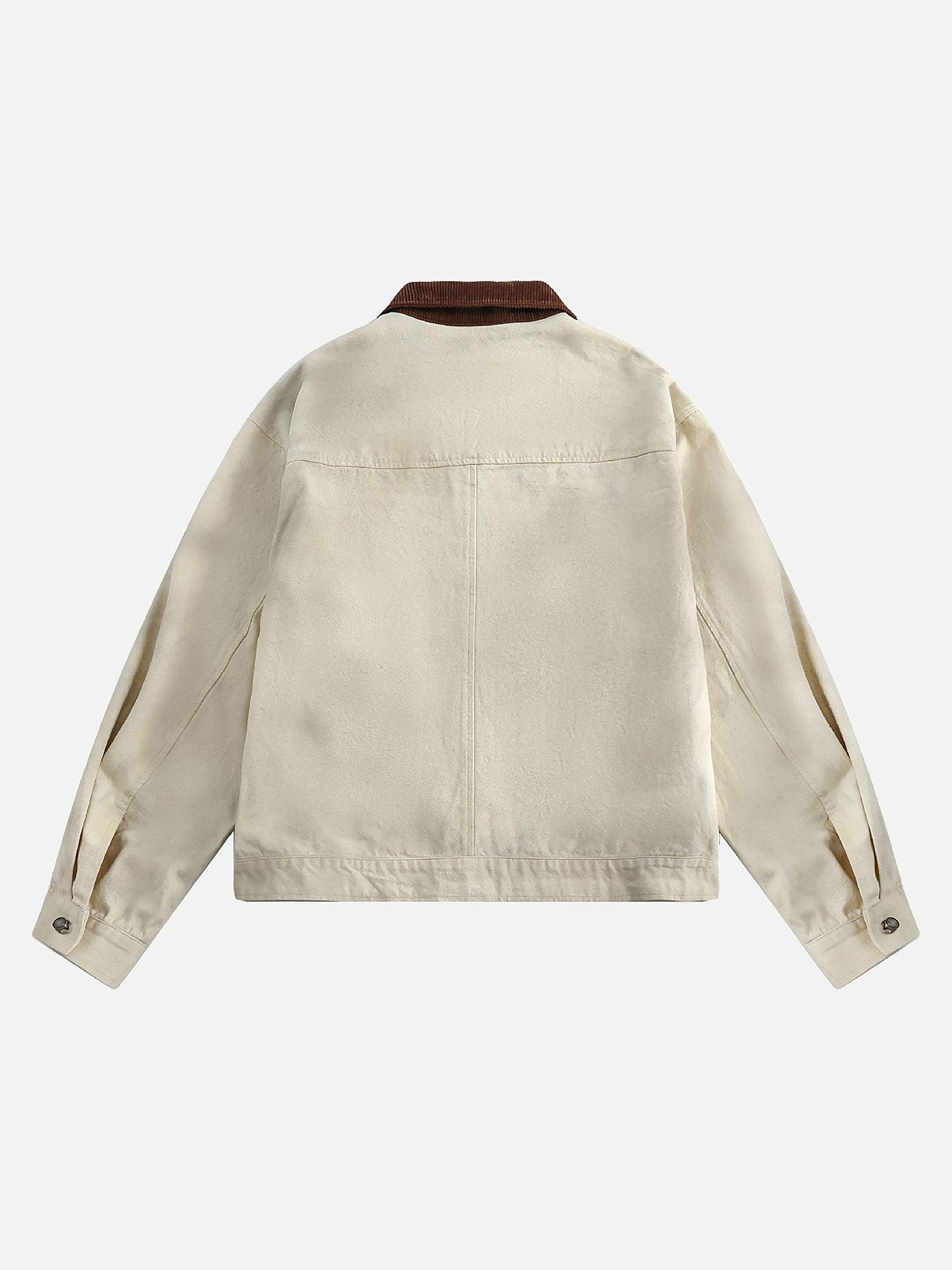 Tntwear® - American Retro Washed Distressed Graffiti Patchwork Jacket - tntwear1