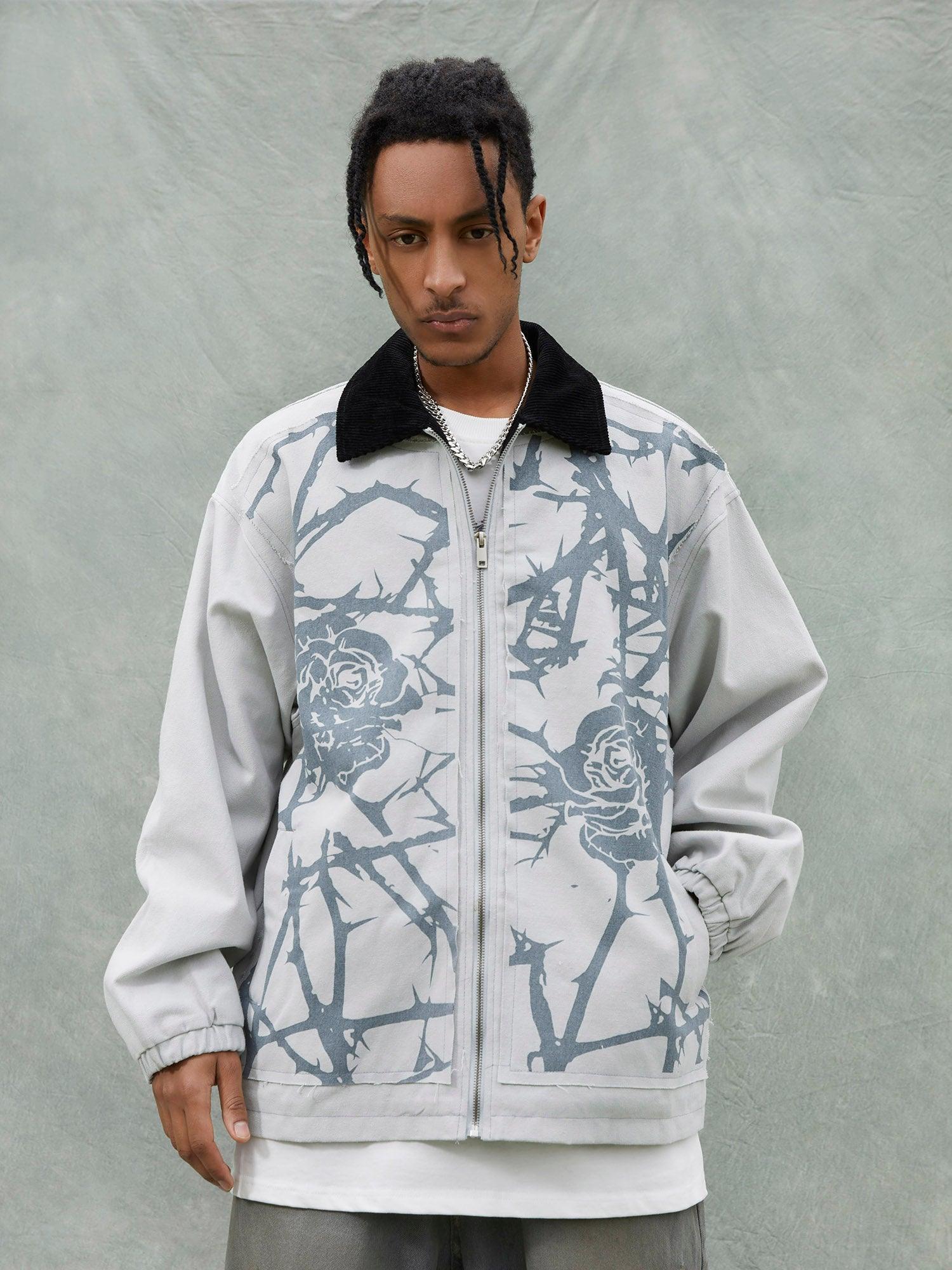 Tntwear® - American Trendy Brand Thorn Rose Retro Baseball Jacket - tntwear1