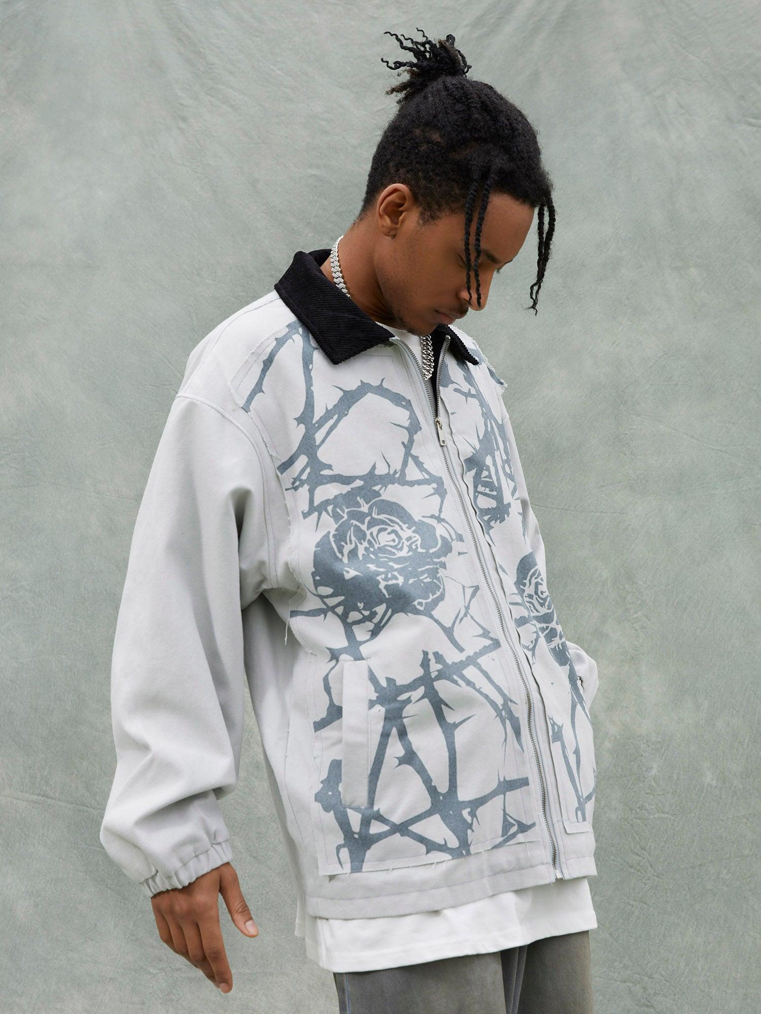 Tntwear® - American Trendy Brand Thorn Rose Retro Baseball Jacket - tntwear1