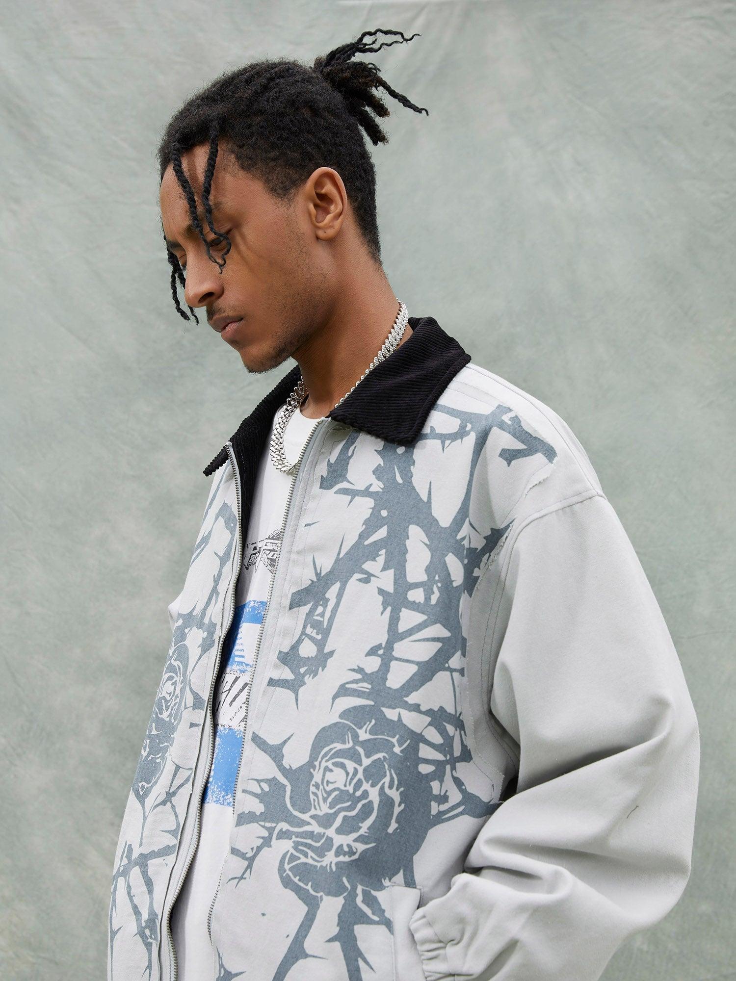 Tntwear® - American Trendy Brand Thorn Rose Retro Baseball Jacket - tntwear1