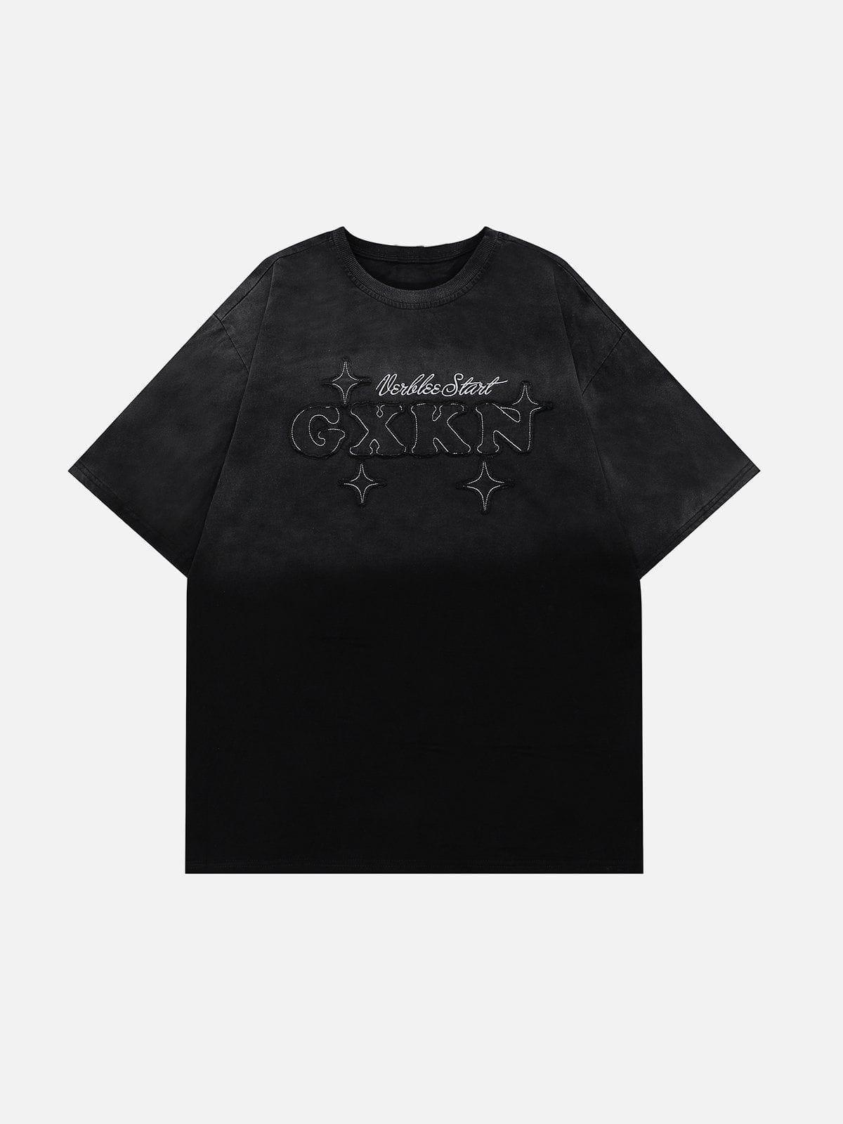Tntwear® - Applique Embroidery Gradient Star Tee - tntwear1