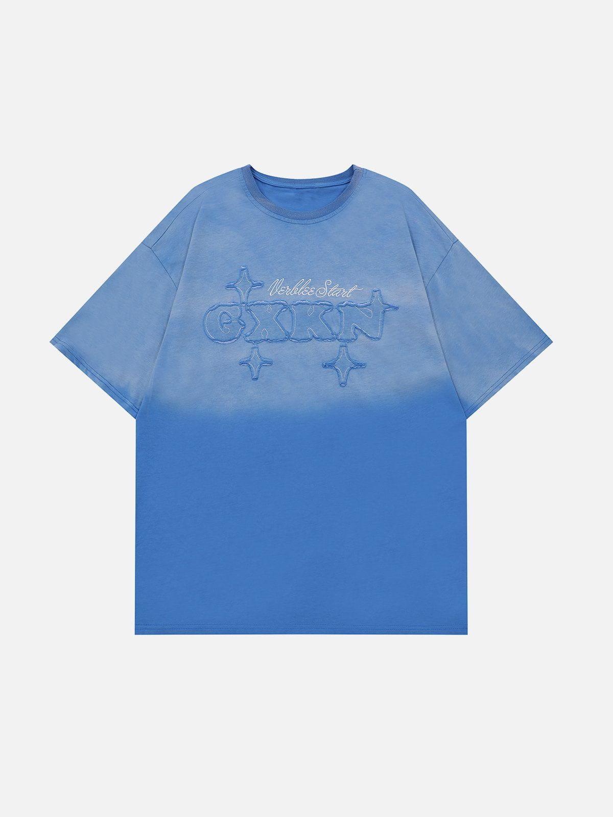Tntwear® - Applique Embroidery Gradient Star Tee - tntwear1