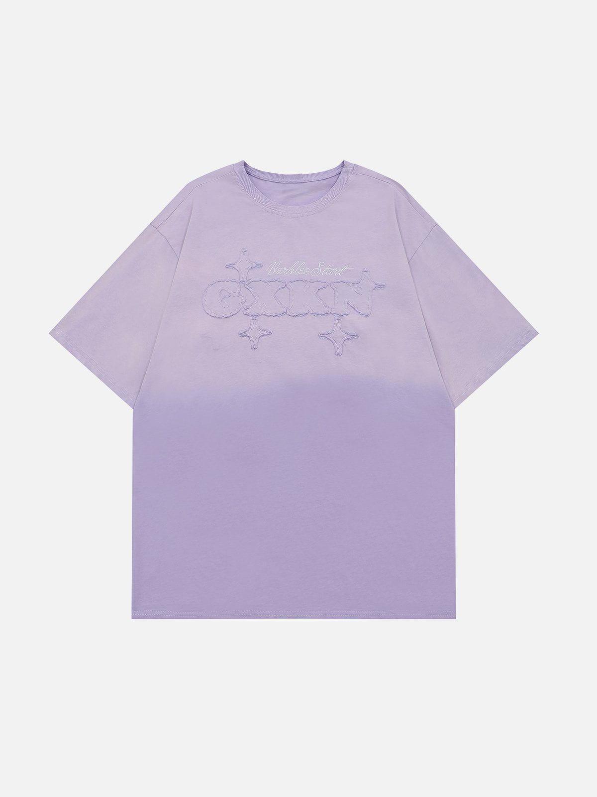 Tntwear® - Applique Embroidery Gradient Star Tee - tntwear1