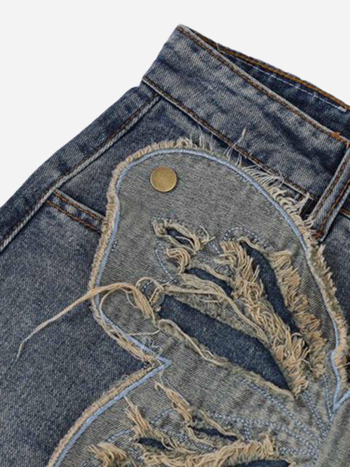 Tntwear® - Appliqued Butterfly Embroidered Jeans - tntwear1