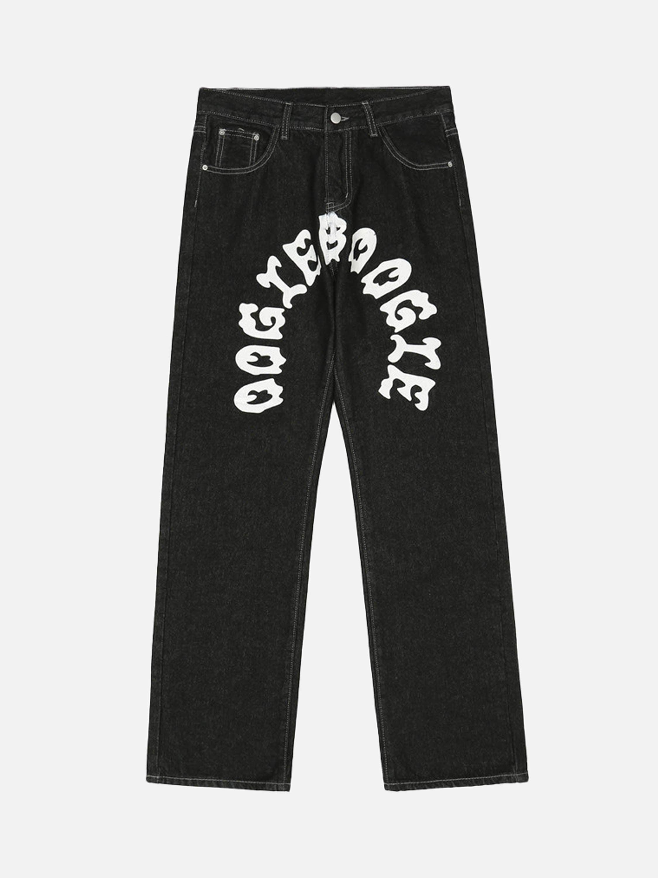 Tntwear® - Cartoon Pocket Print Washed Jeans - tntwear1