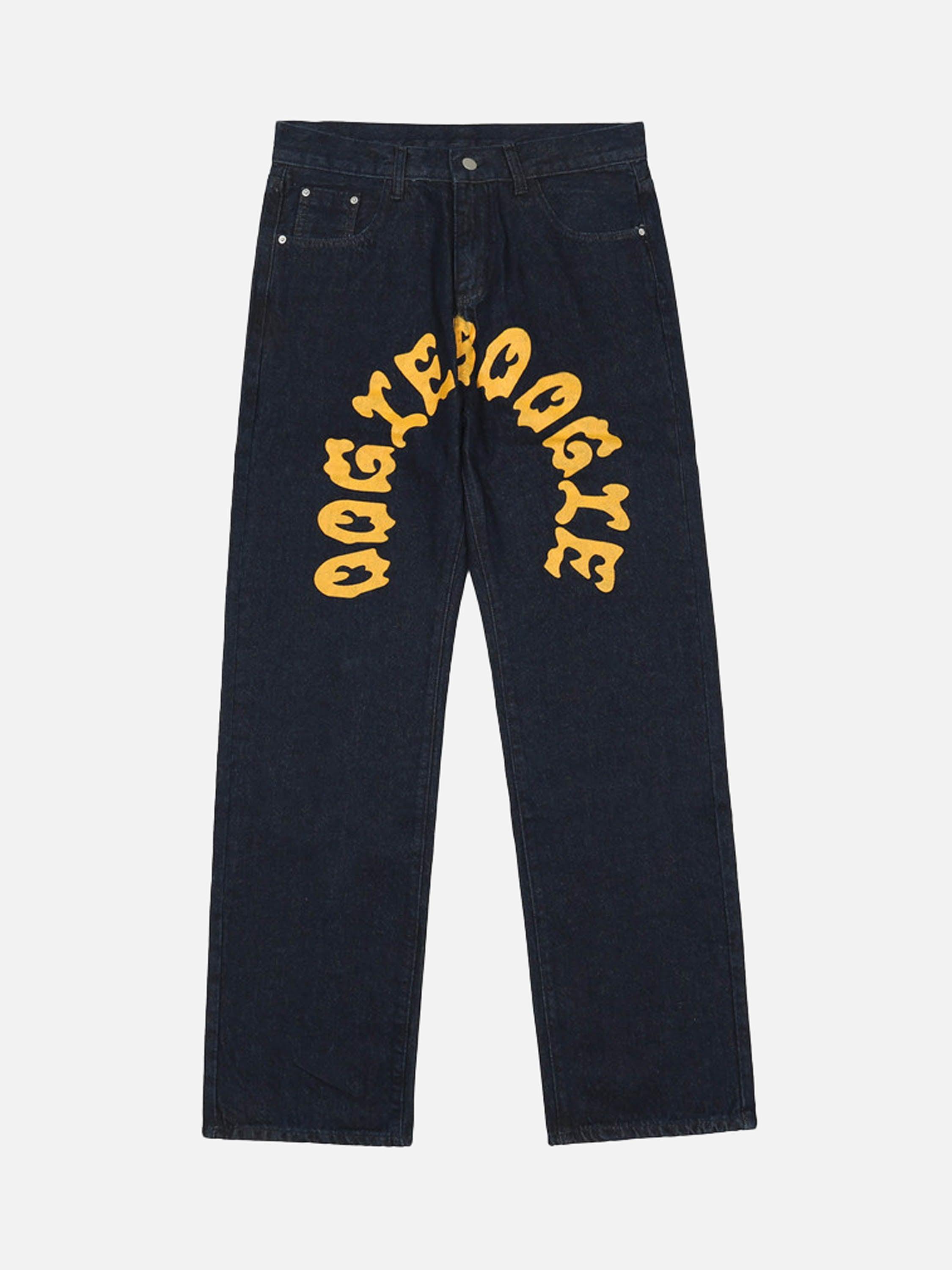 Tntwear® - Cartoon Pocket Print Washed Jeans - tntwear1