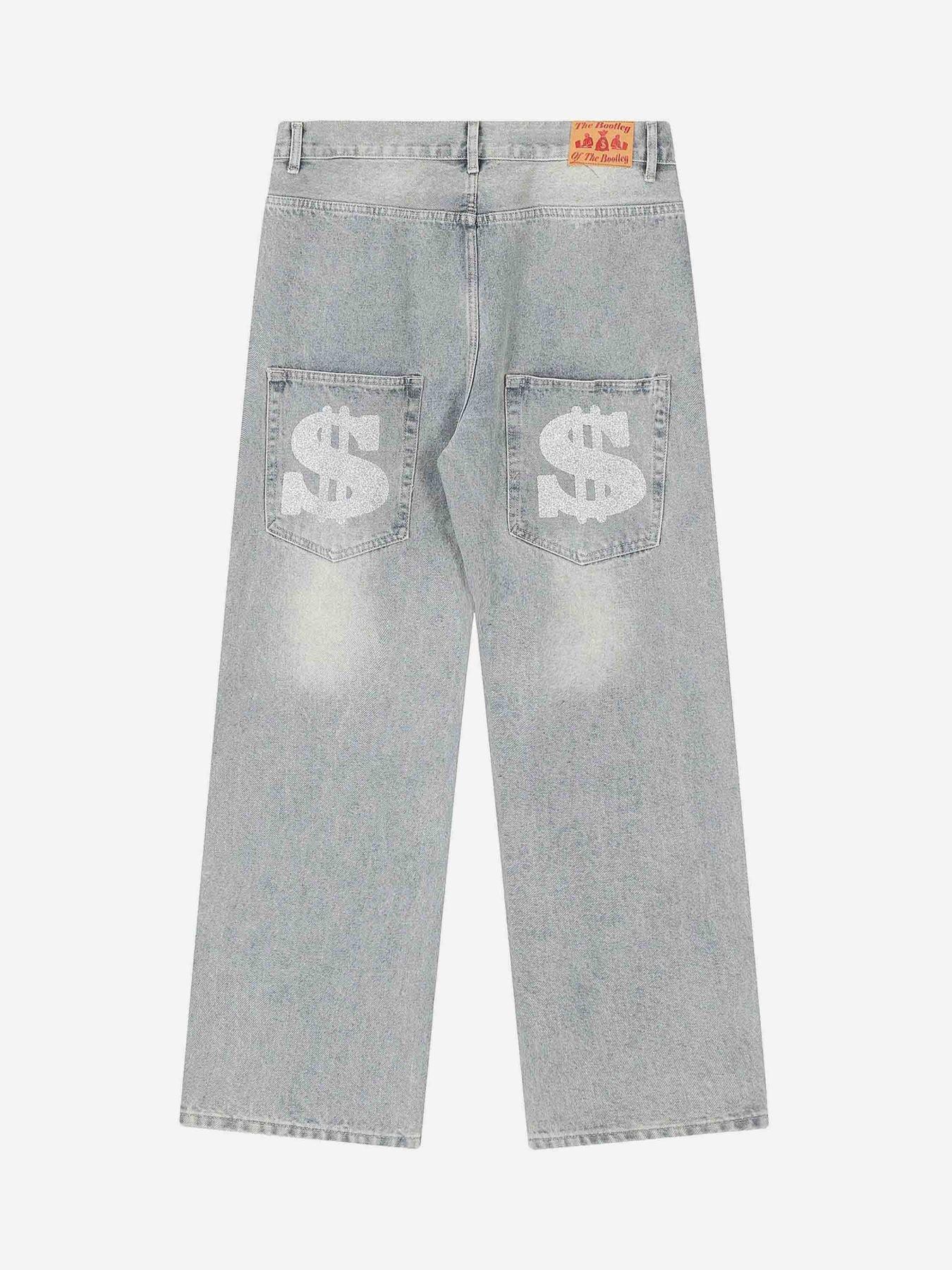 Tntwear® - Dark Letter Print Jeans - tntwear1