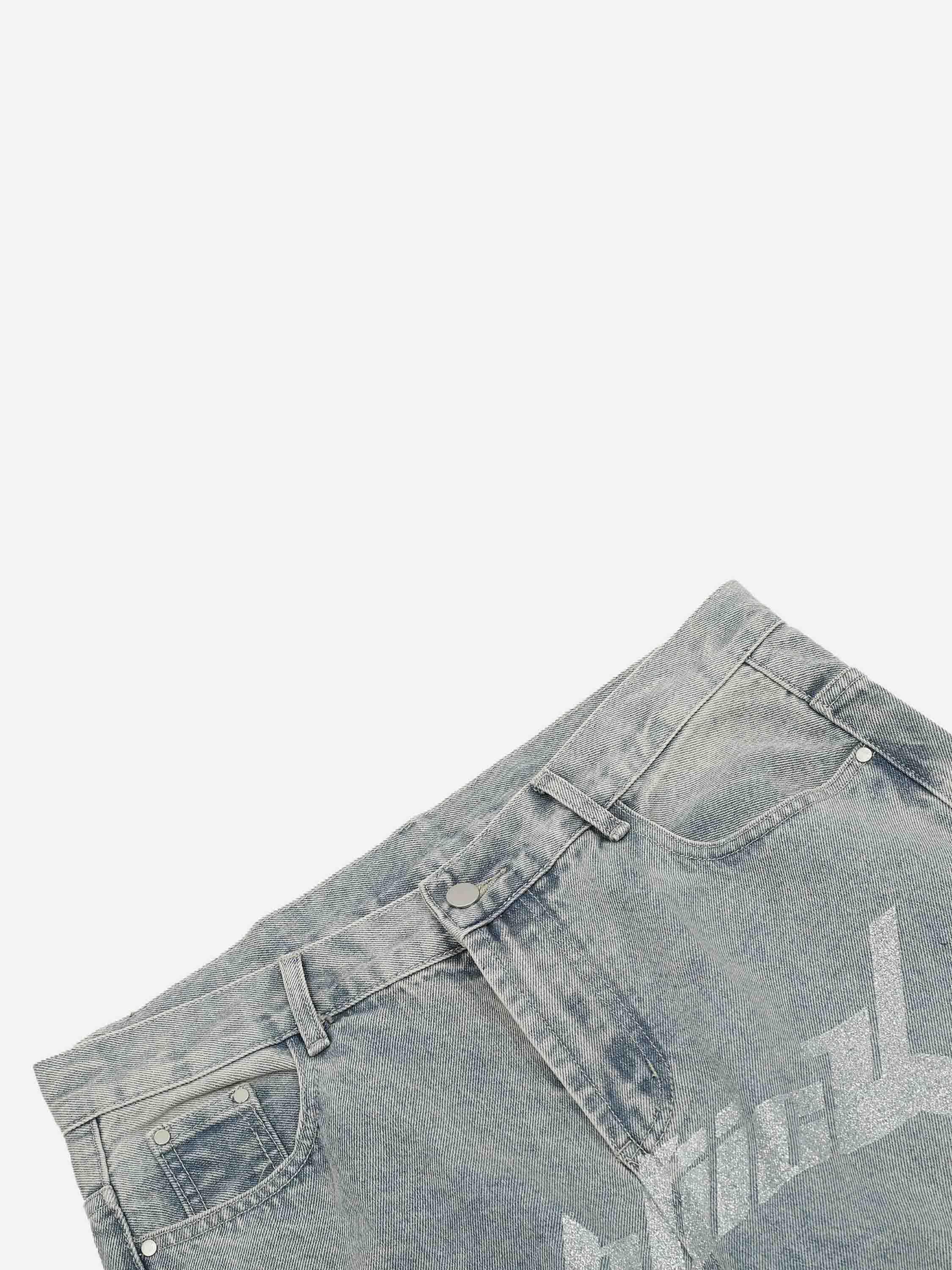 Tntwear® - Dark Letter Print Jeans - tntwear1