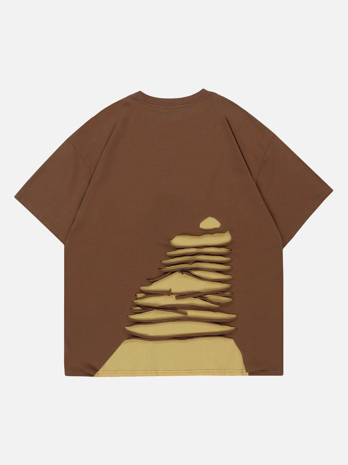 Tntwear® - Distressed Letter Embroidery Tee - tntwear1