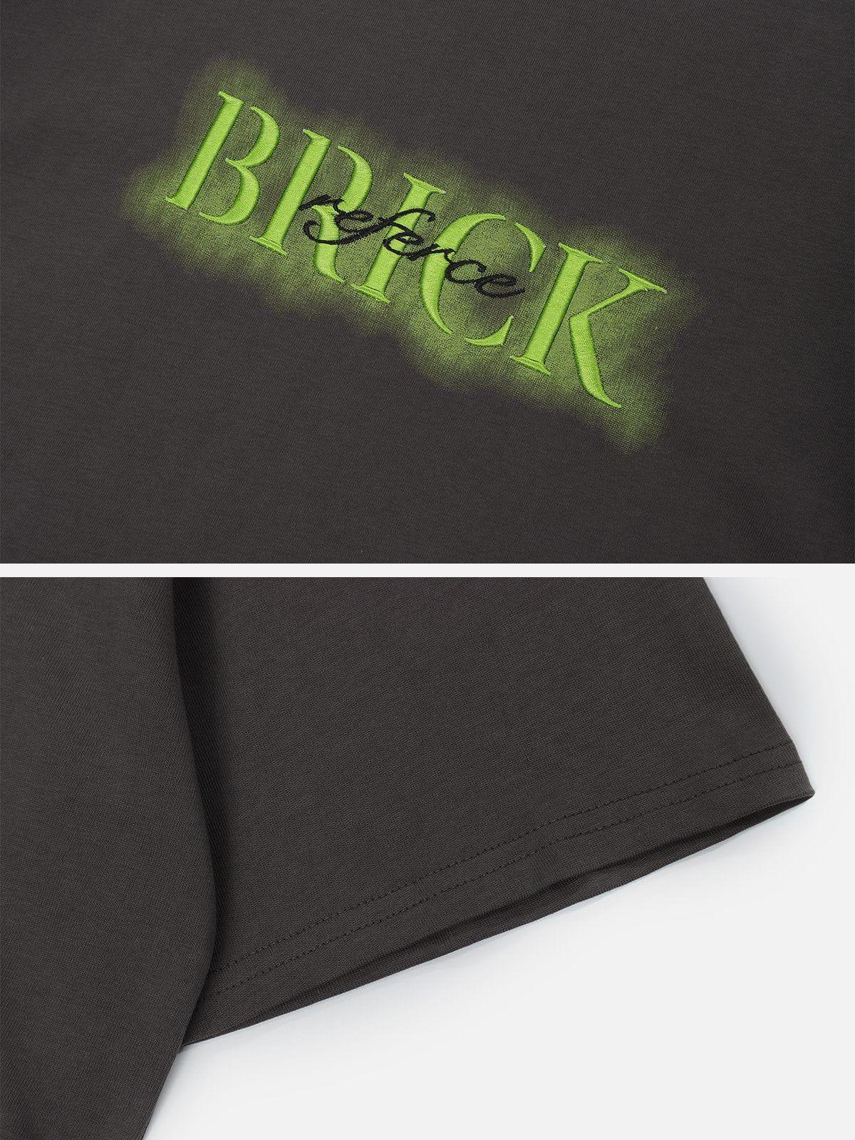 Tntwear® - Distressed Letter Embroidery Tee - tntwear1