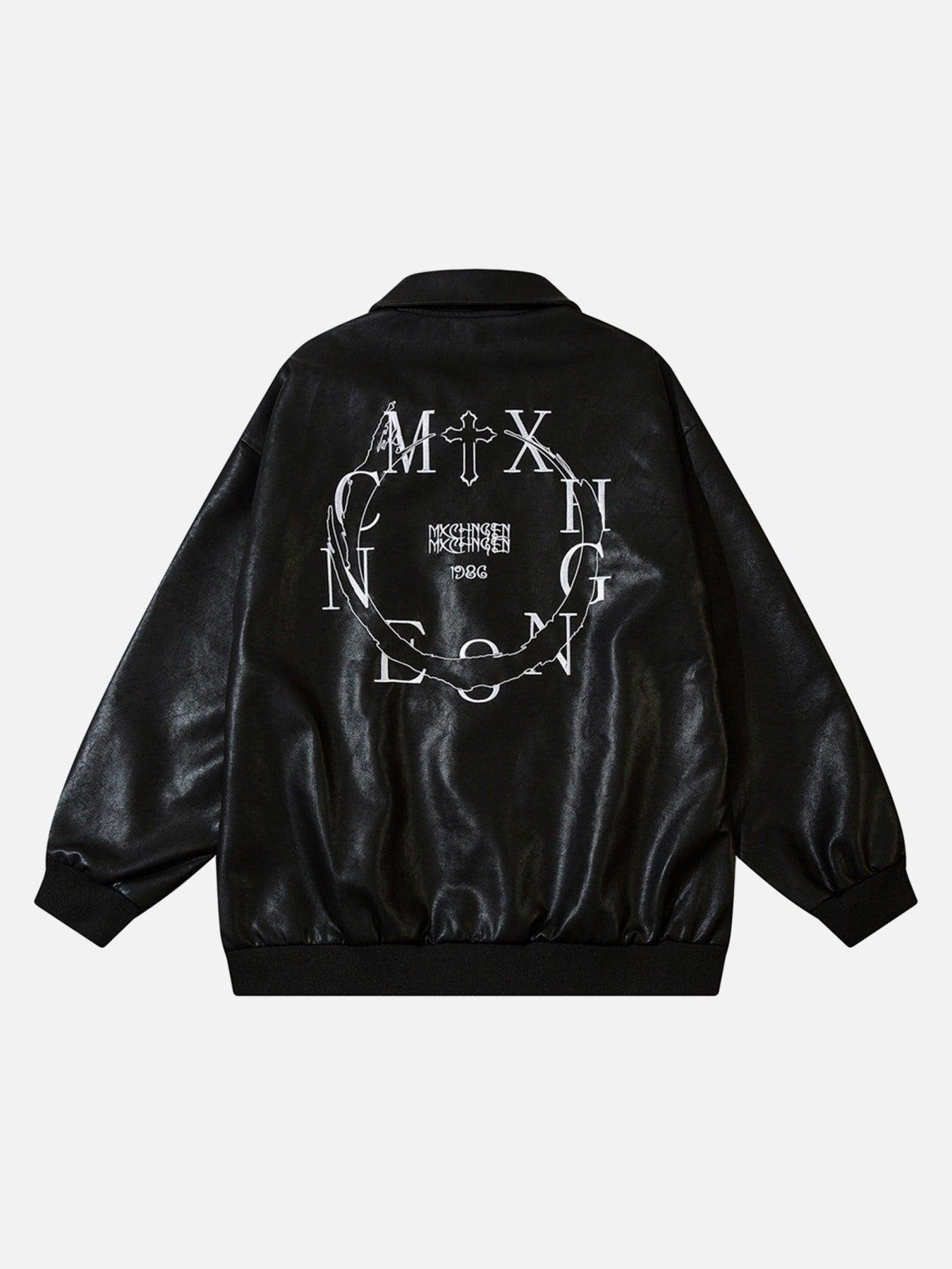 Tntwear® - Embroidered Monogrammed Leather Jacket - tntwear1