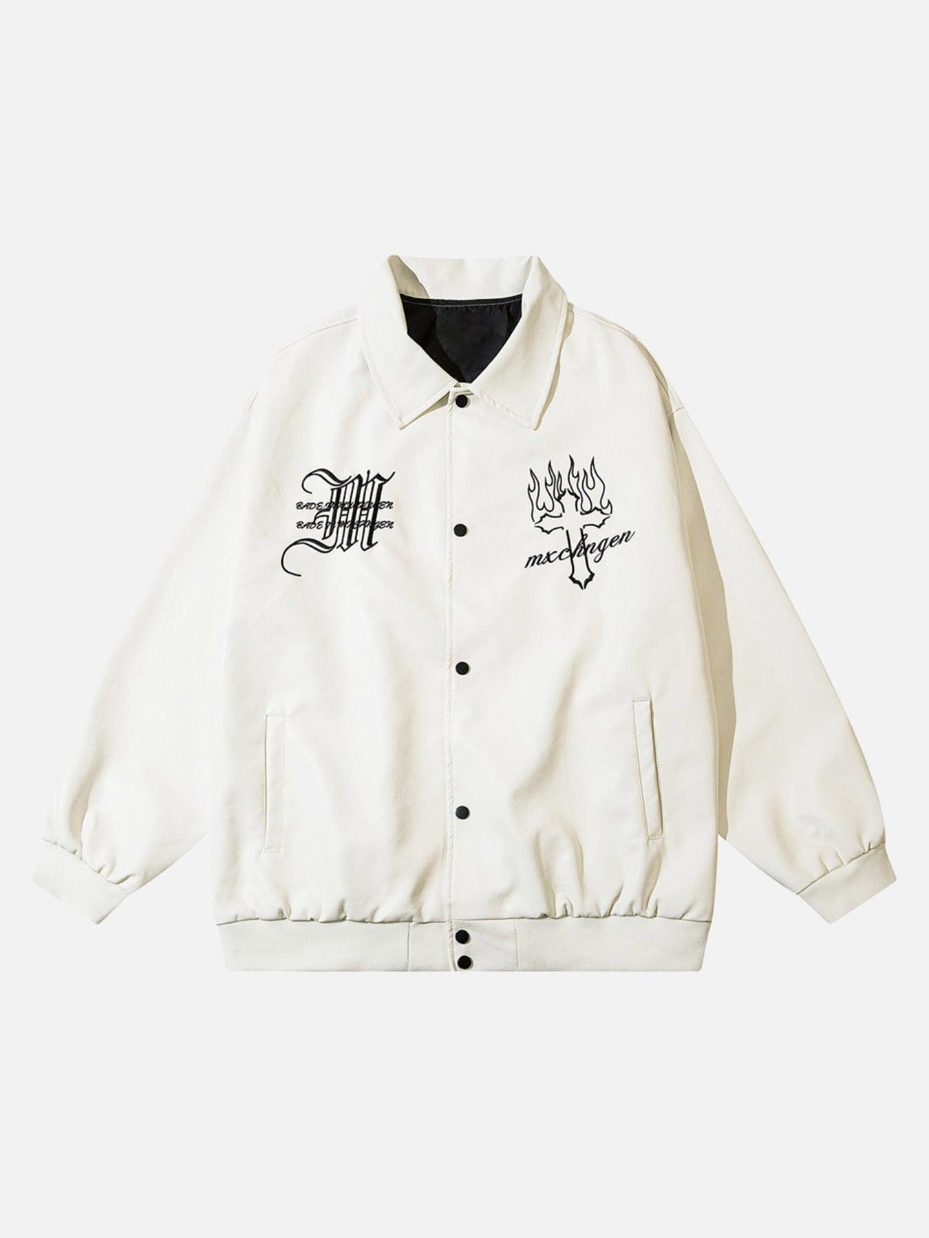 Tntwear® - Embroidered Monogrammed Leather Jacket - tntwear1