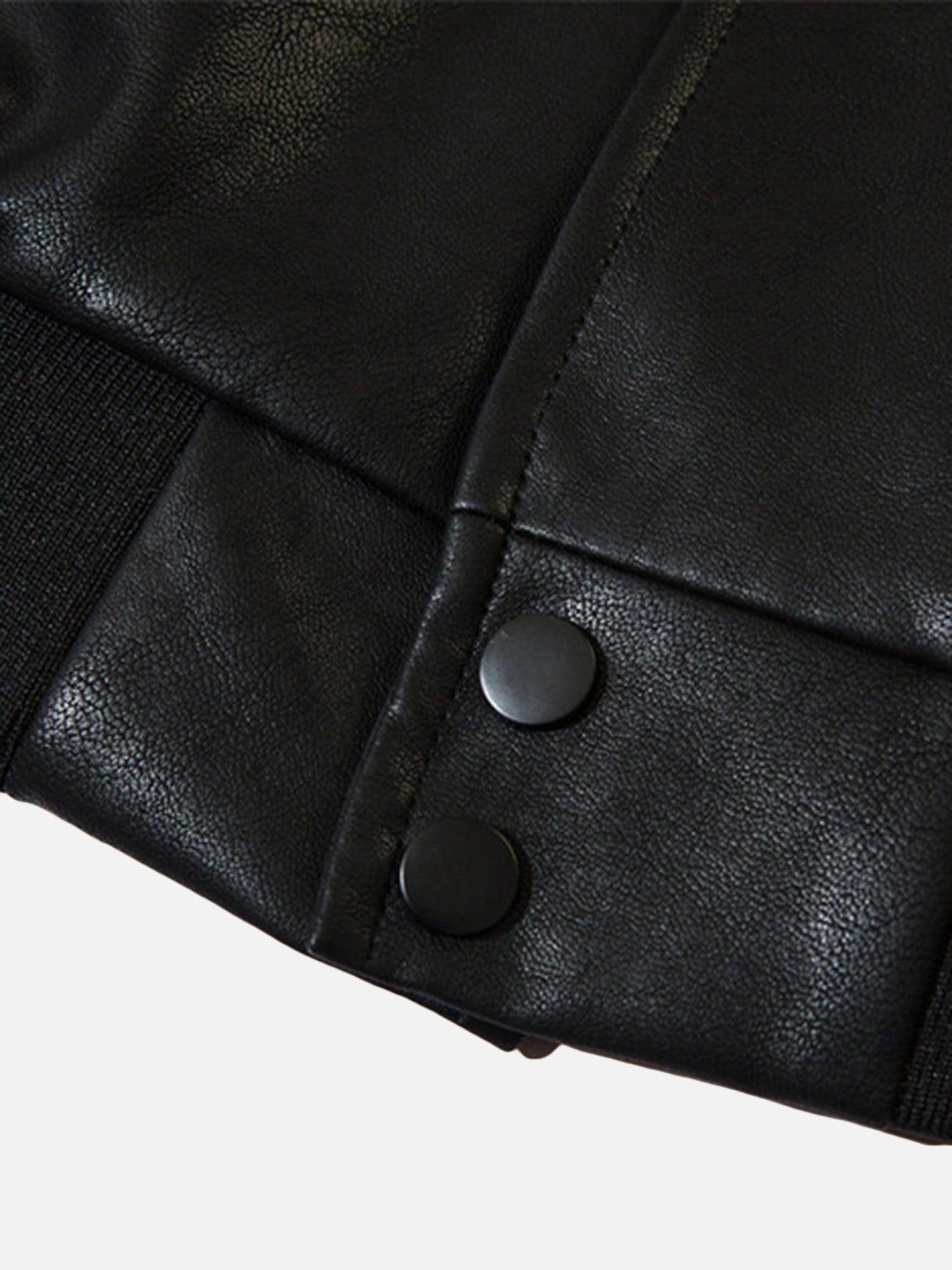 Tntwear® - Embroidered Monogrammed Leather Jacket - tntwear1