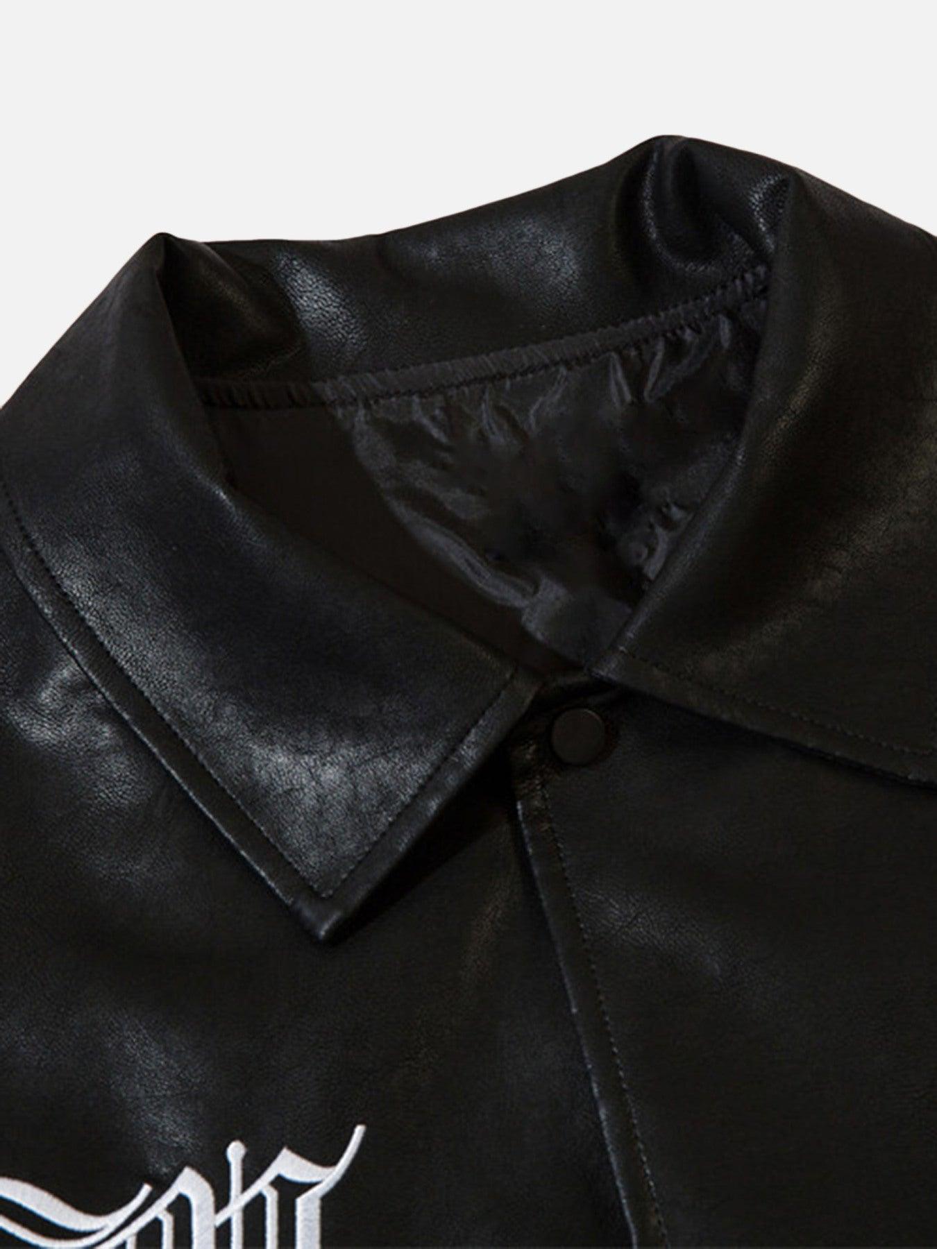 Tntwear® - Embroidered Monogrammed Leather Jacket - tntwear1