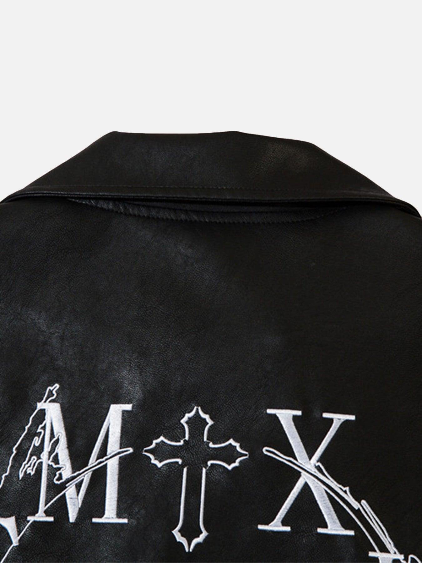 Tntwear® - Embroidered Monogrammed Leather Jacket - tntwear1