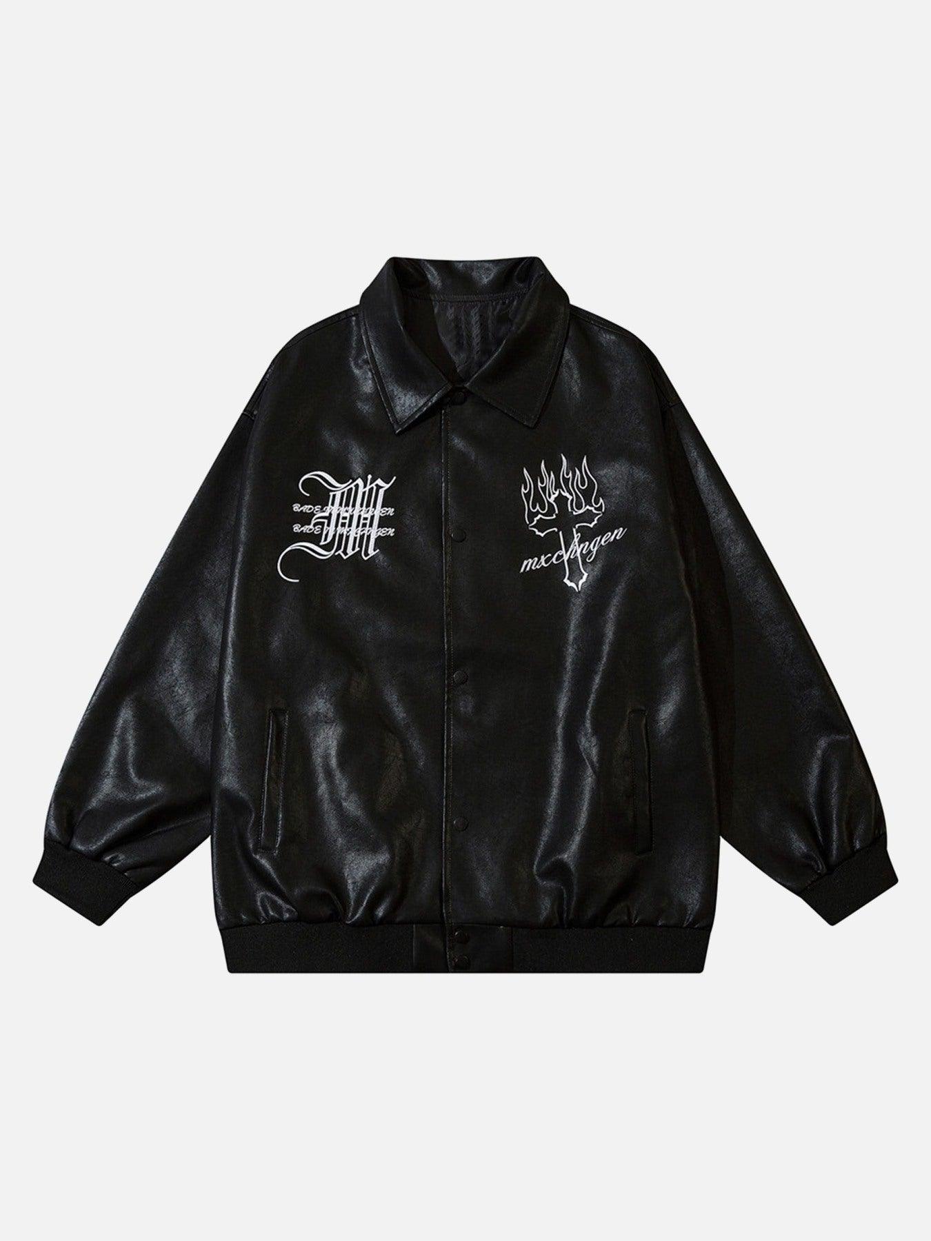 Tntwear® - Embroidered Monogrammed Leather Jacket - tntwear1