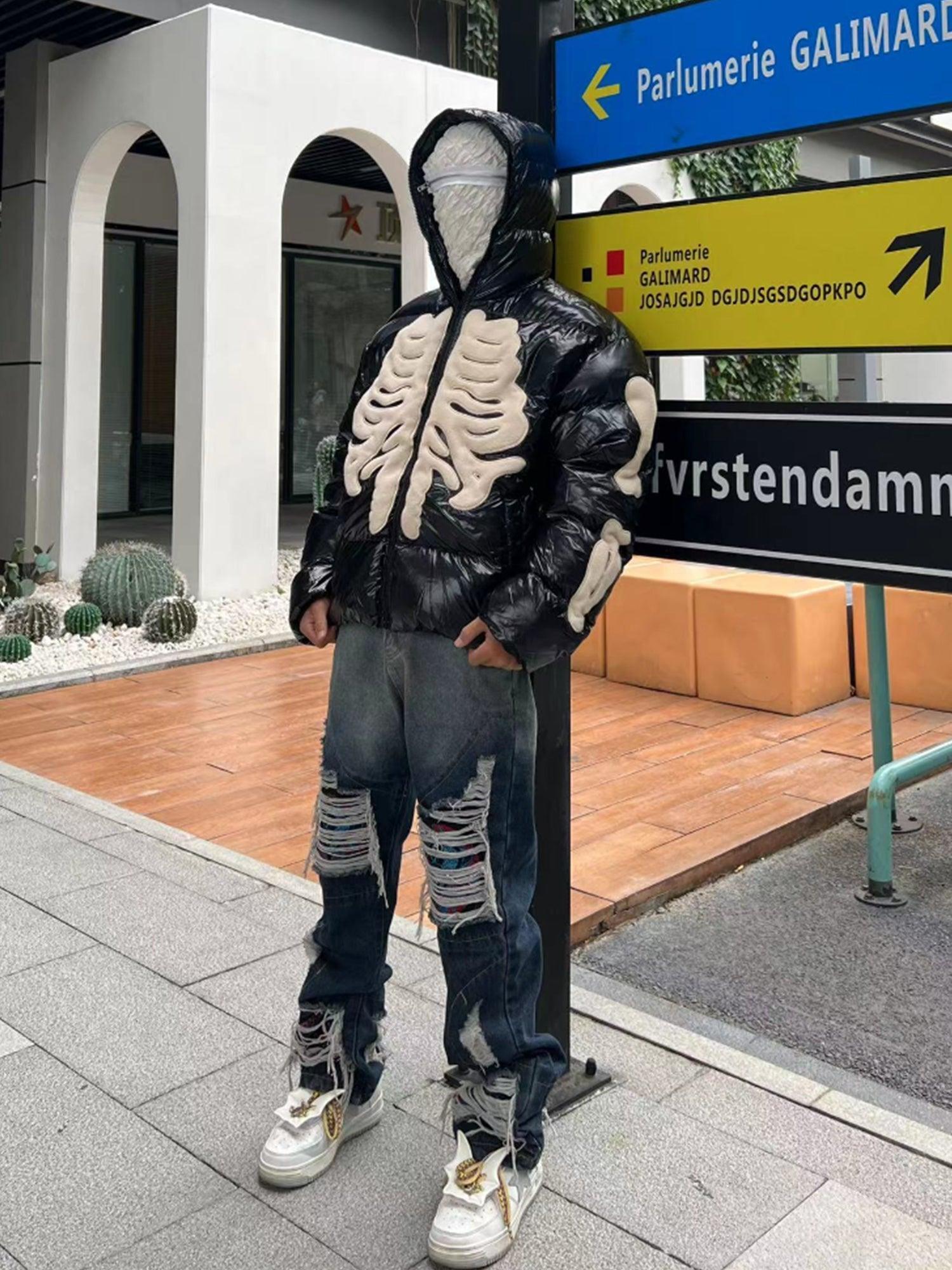 Tntwear® - Flocked Embroidered Skeleton Cotton Jacket - 1977 - tntwear1