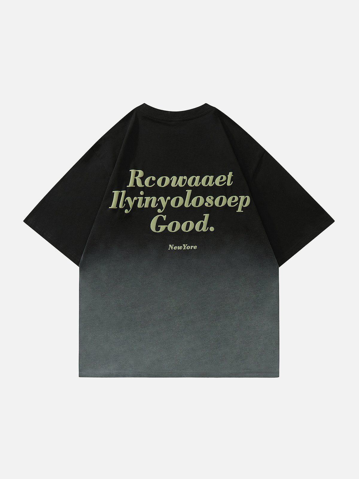 Tntwear® - Gradient Letter Print Tee - tntwear1