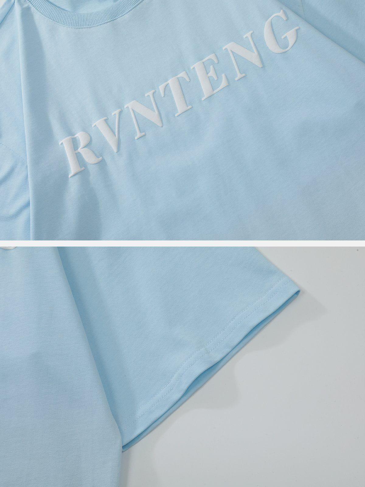 Tntwear® - Gradient Letter Print Tee - tntwear1