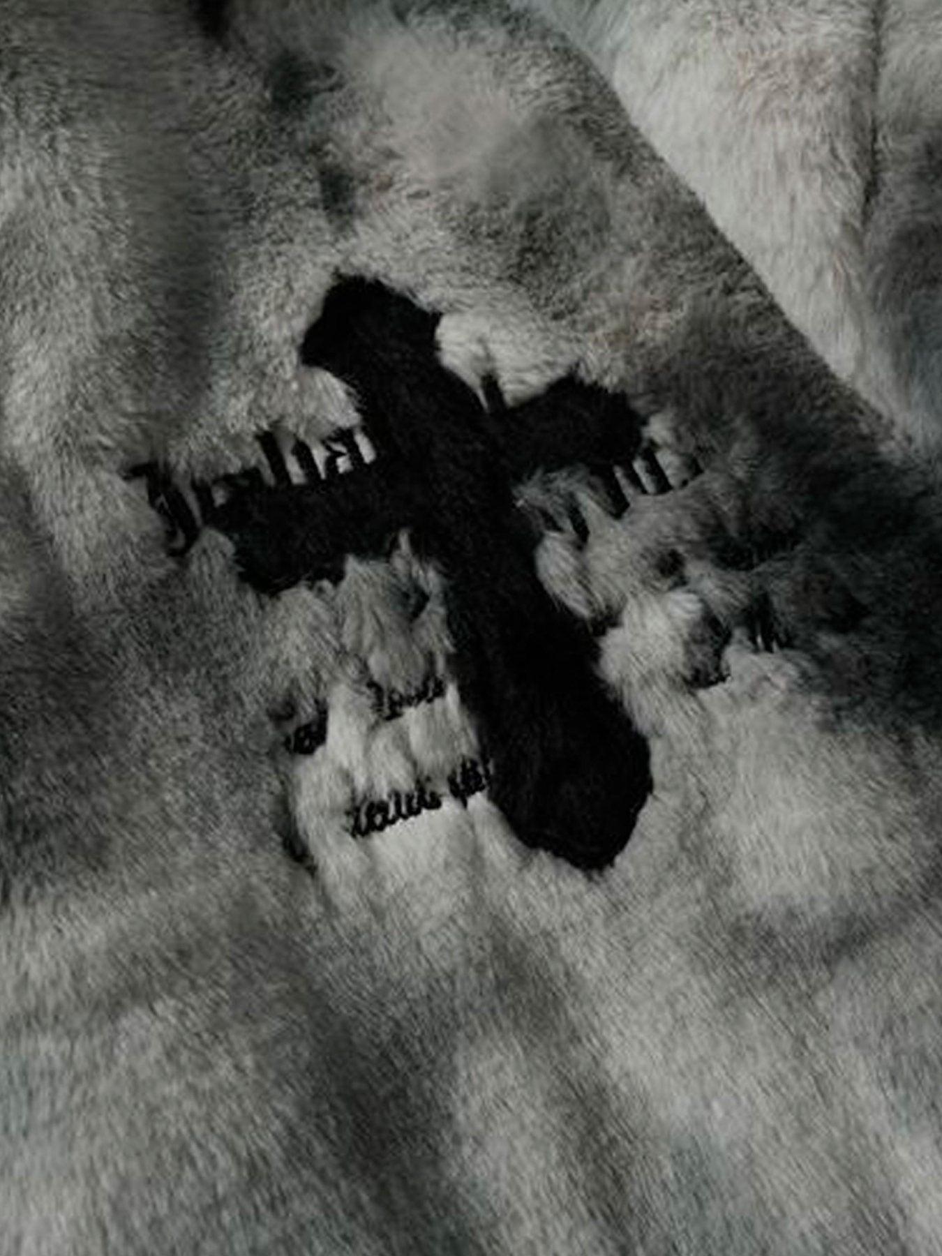 Tntwear® - Gradient Plush Cross Embroidered Lambswool Jacket - 1558 - tntwear1