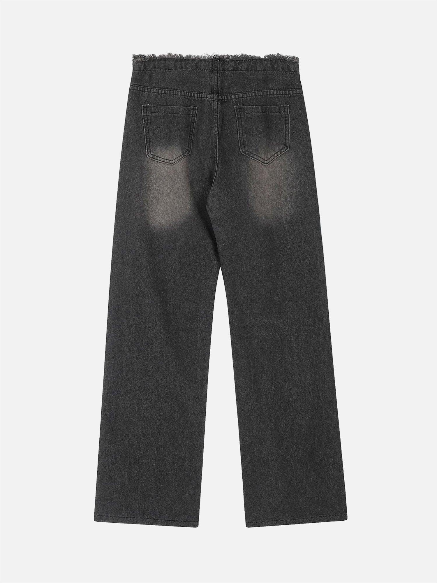 Tntwear® - High Street Distressed Washed Distressed Drawstring Jeans - tntwear1