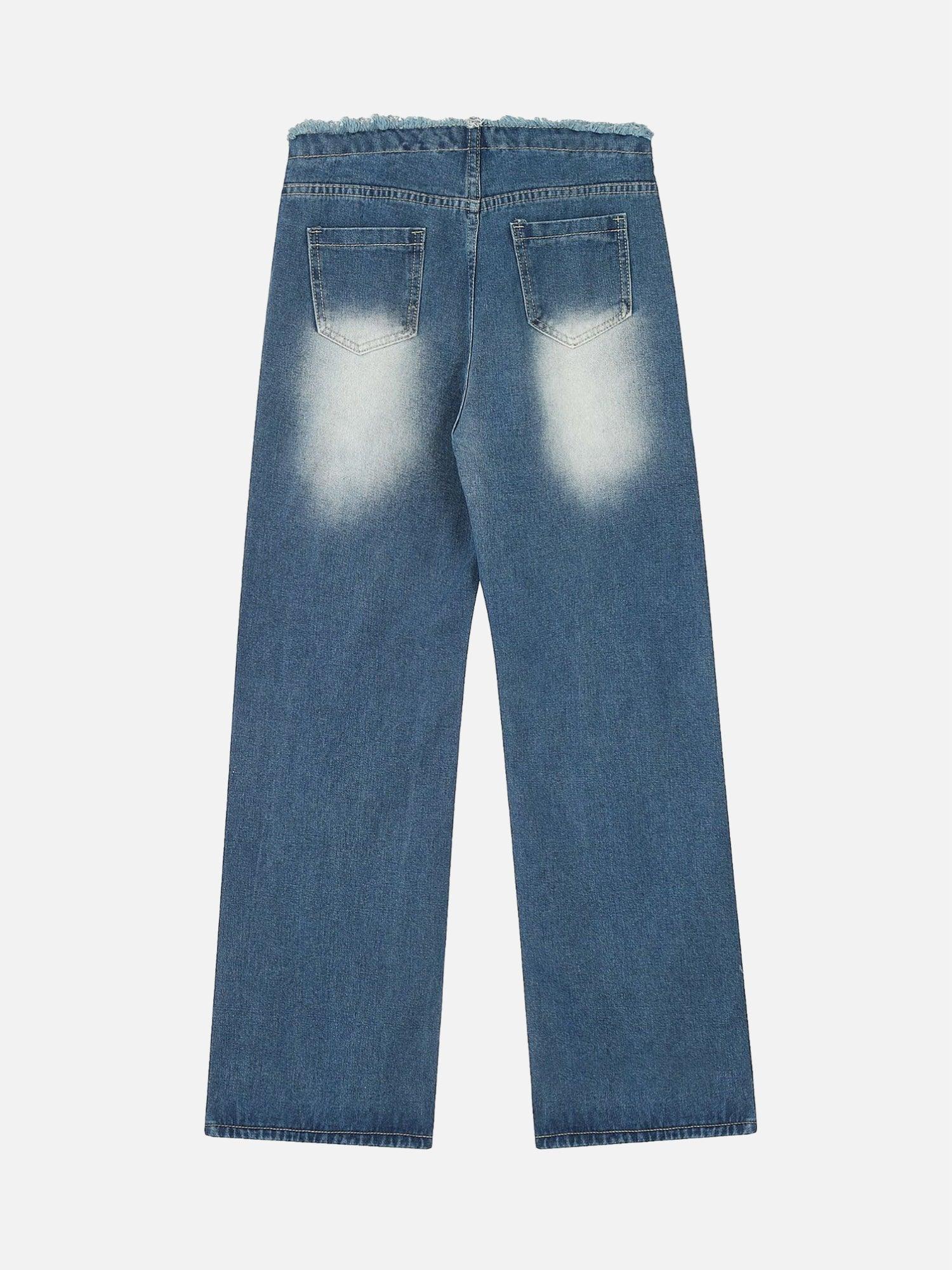 Tntwear® - High Street Distressed Washed Distressed Drawstring Jeans - tntwear1