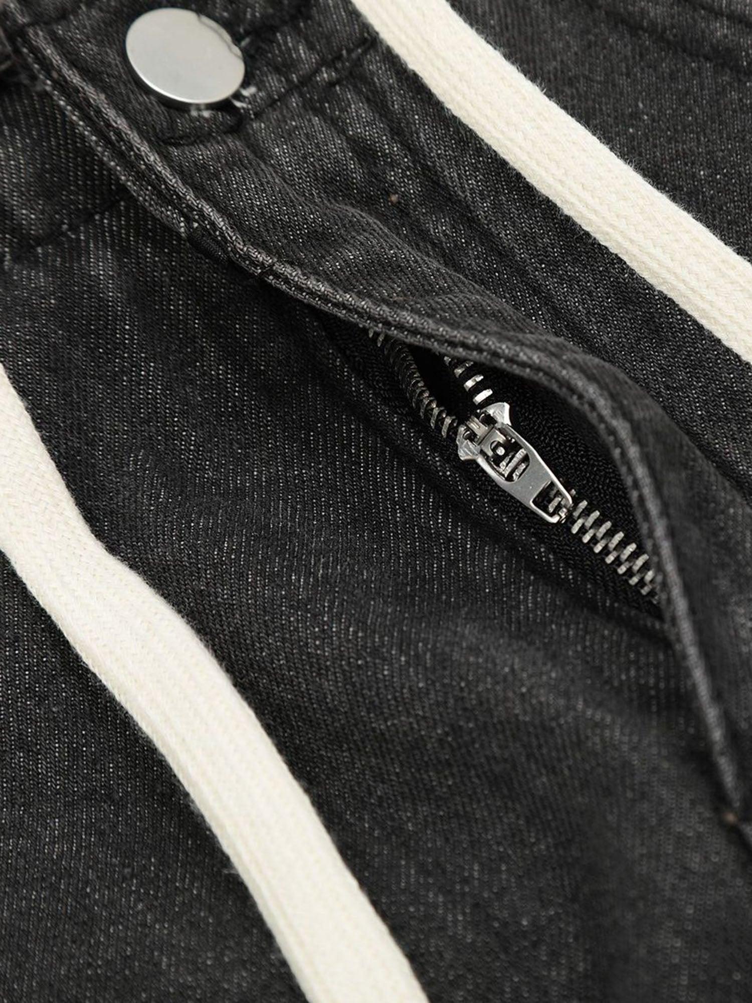 Tntwear® - High Street Distressed Washed Distressed Drawstring Jeans - tntwear1