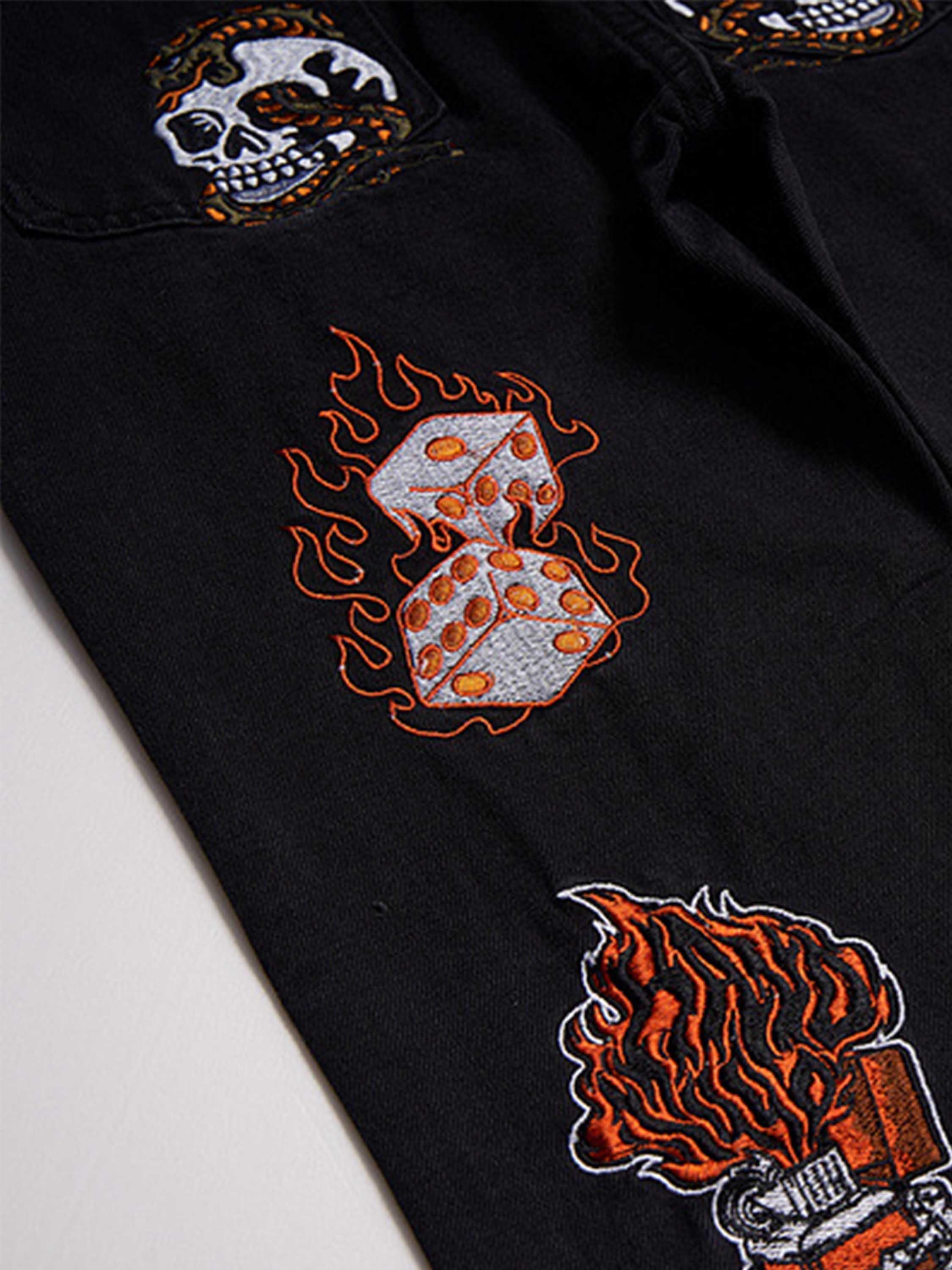 Tntwear® - High Street Embroidery Retro Jeans - 1574 - tntwear1