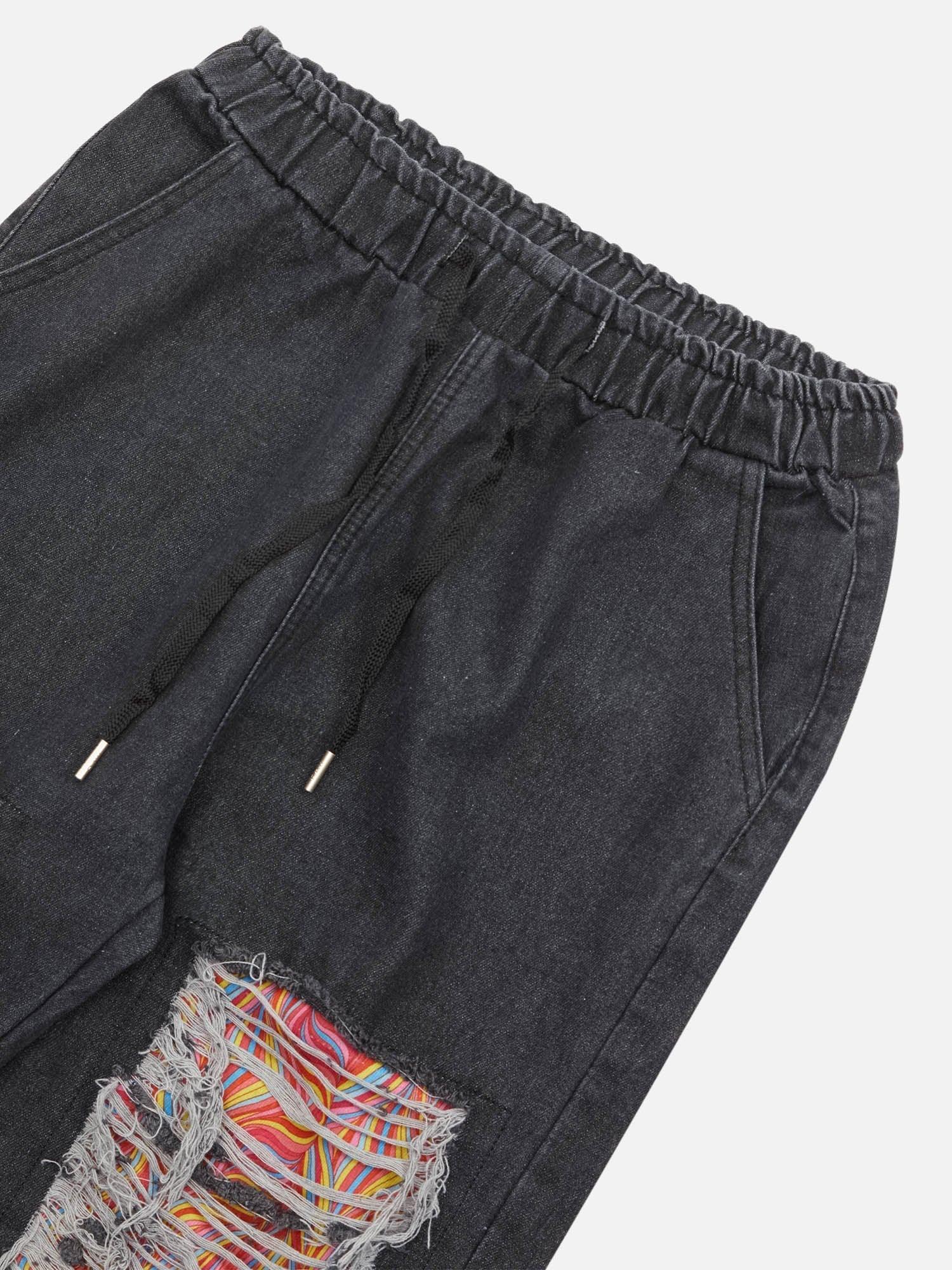 Tntwear® - High Street Hip Hop Ripped Patch Jeans - tntwear1