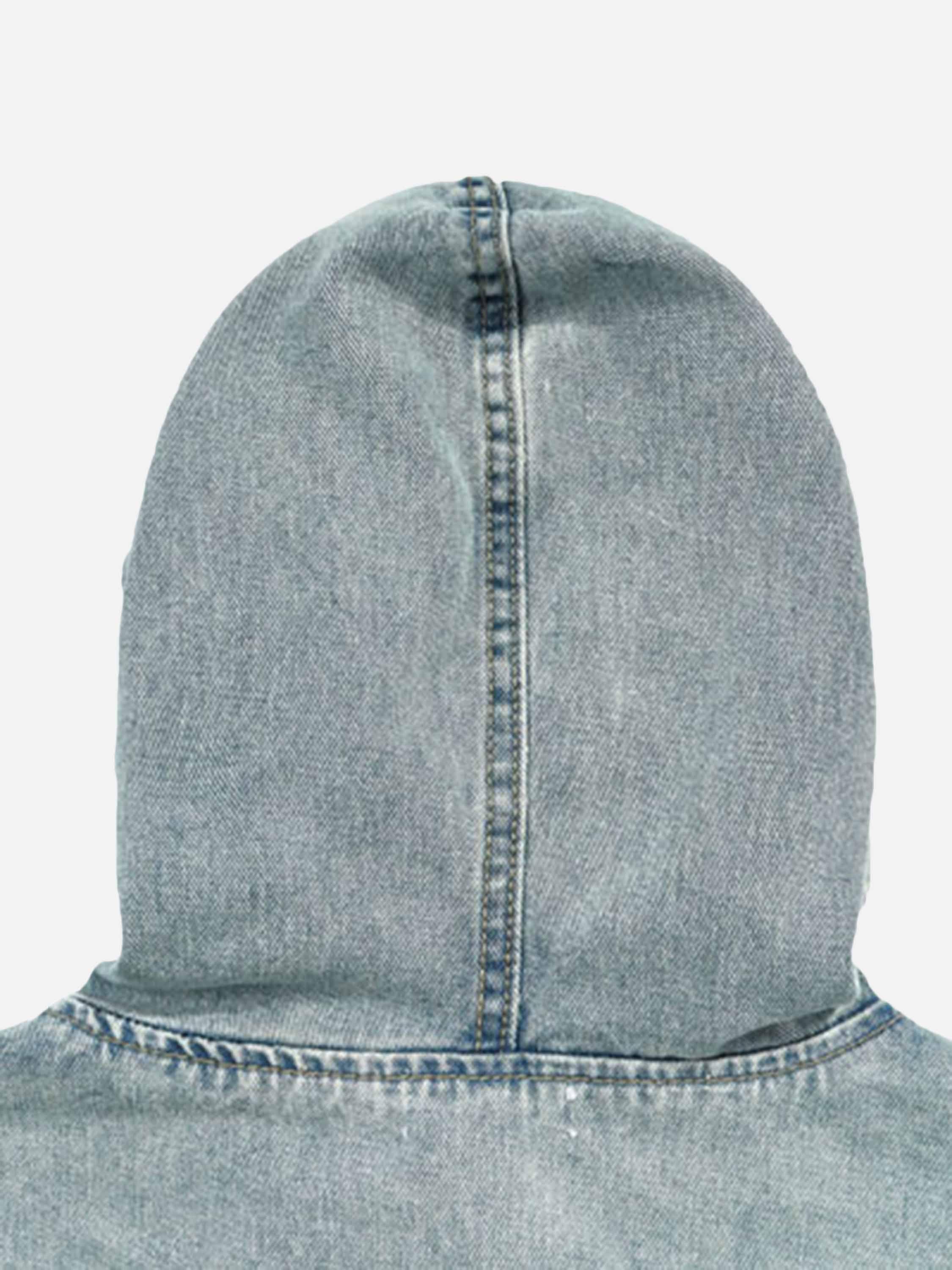 Tntwear® - High Street Washed And Worn Denim Hoodie - 1464 - tntwear1