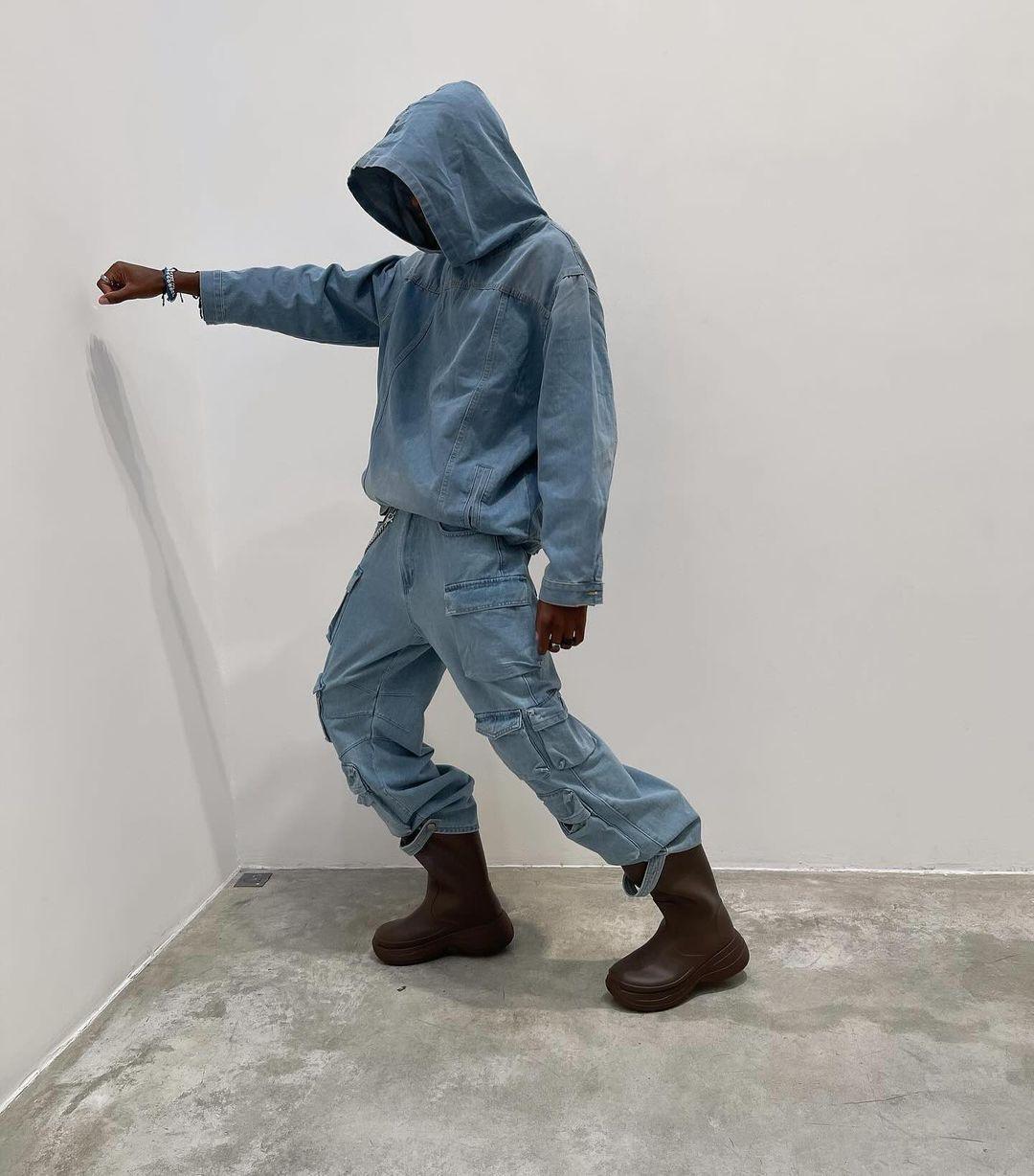 Tntwear® - High Street Washed And Worn Denim Hoodie - 1464 - tntwear1