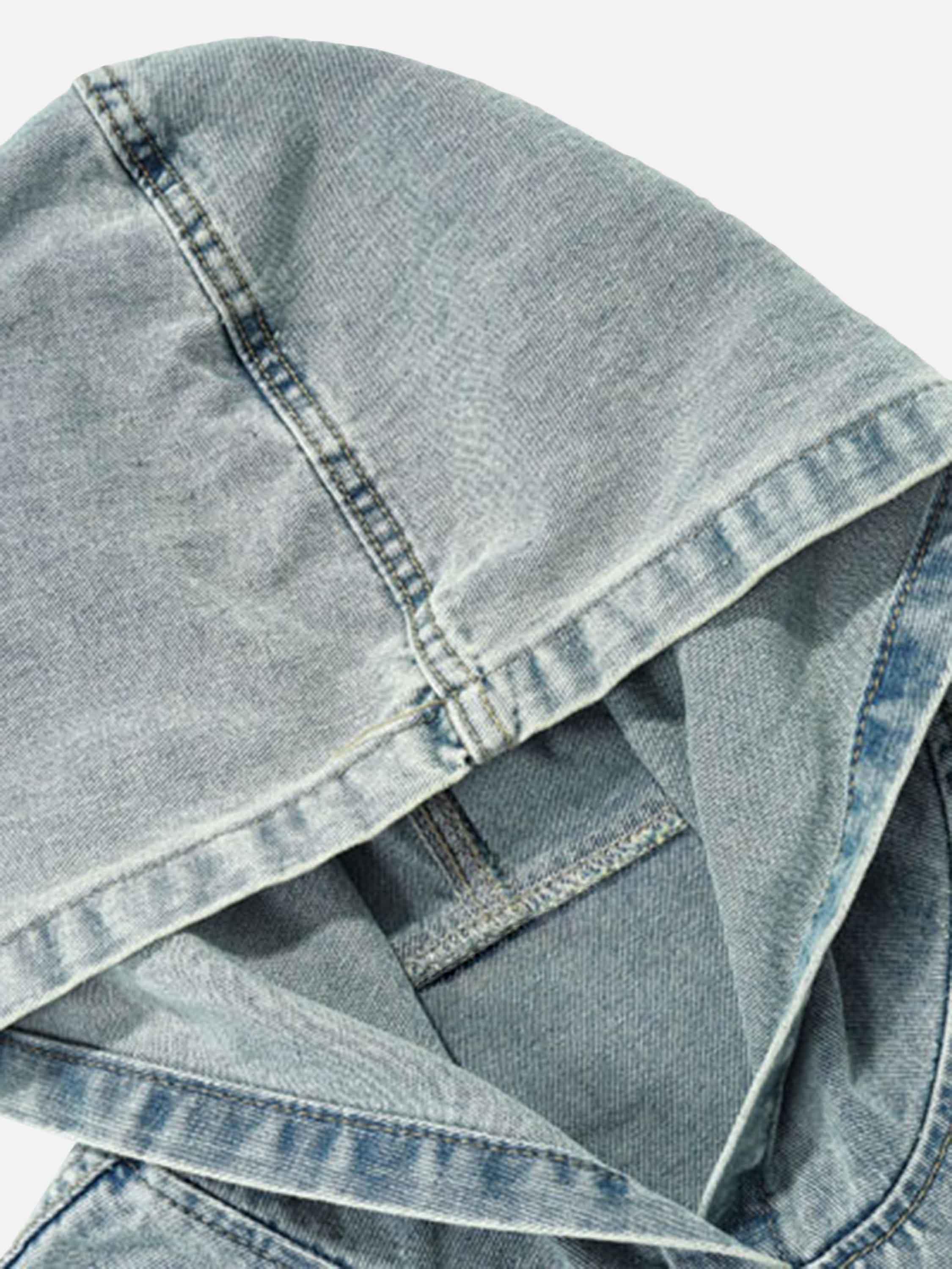 Tntwear® - High Street Washed And Worn Denim Hoodie - 1464 - tntwear1