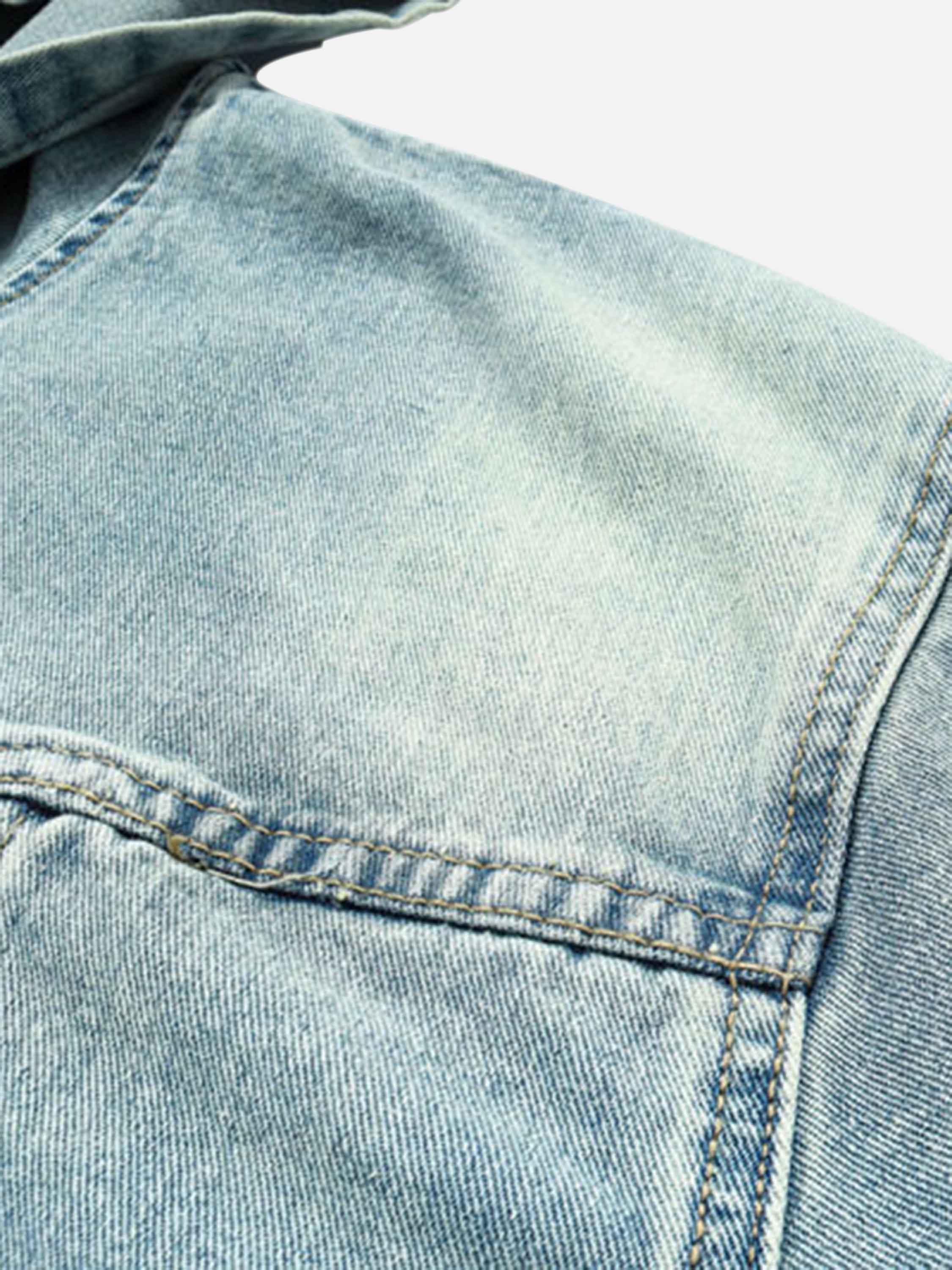 Tntwear® - High Street Washed And Worn Denim Hoodie - 1464 - tntwear1