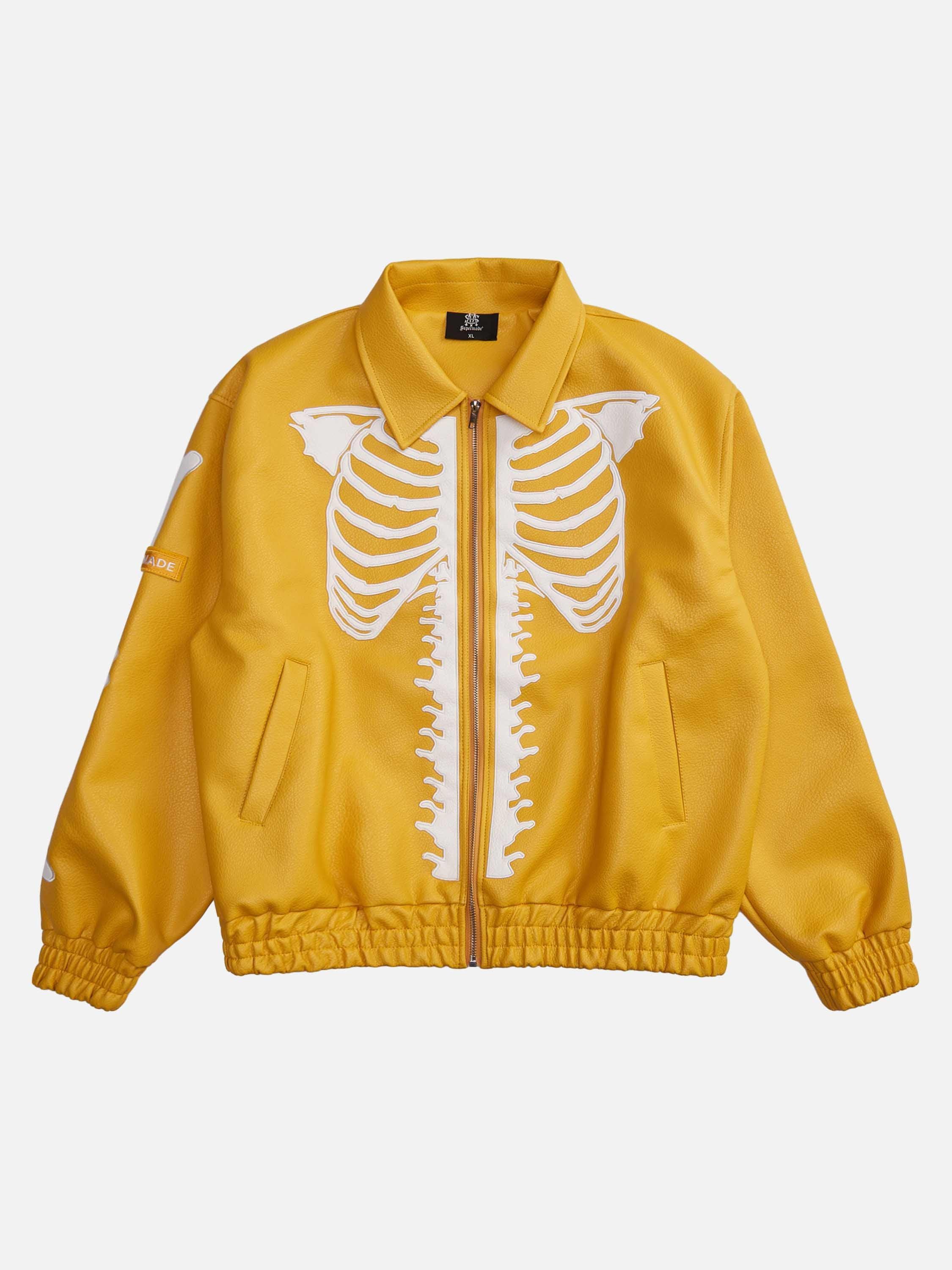 Tntwear® - Hip Hop Bones Embroidered Leather Jacket - 1833 - tntwear1