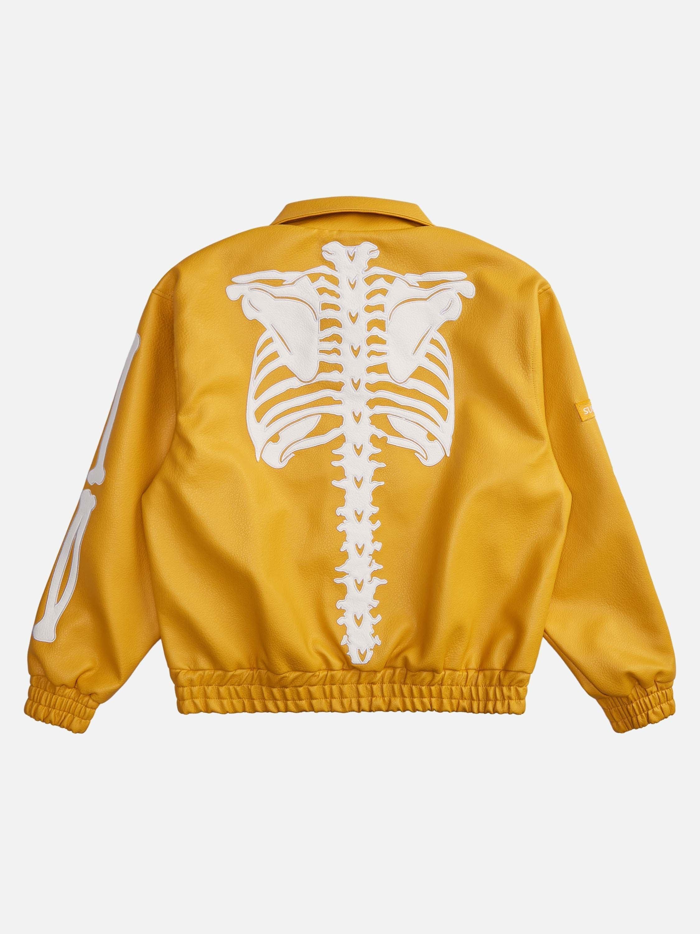 Tntwear® - Hip Hop Bones Embroidered Leather Jacket - 1833 - tntwear1