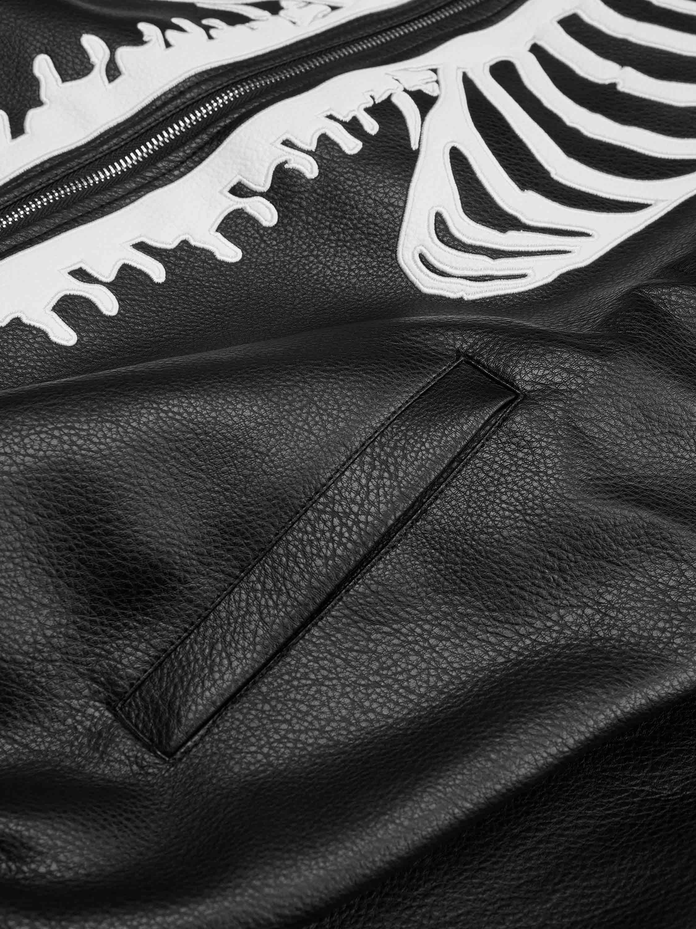 Tntwear® - Hip Hop Bones Embroidered Leather Jacket - 1833 - tntwear1