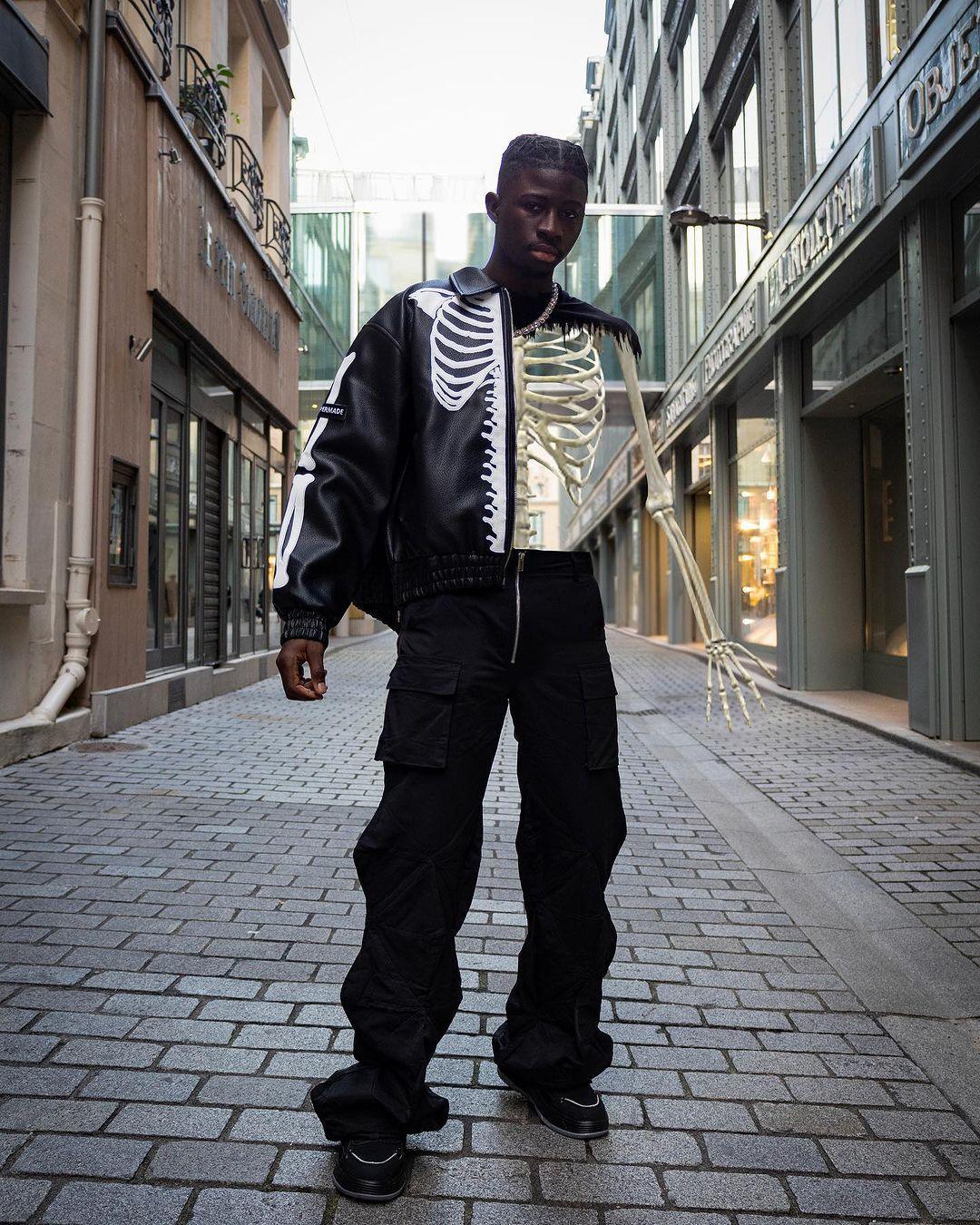 Tntwear® - Hip Hop Bones Embroidered Leather Jacket - 1833 - tntwear1