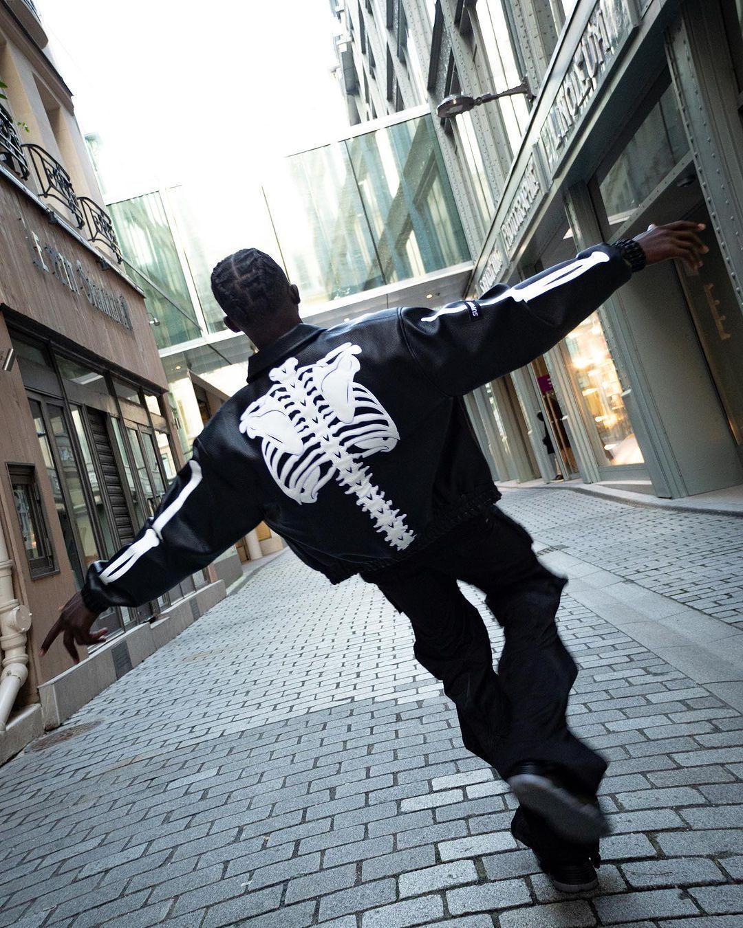Tntwear® - Hip Hop Bones Embroidered Leather Jacket - 1833 - tntwear1