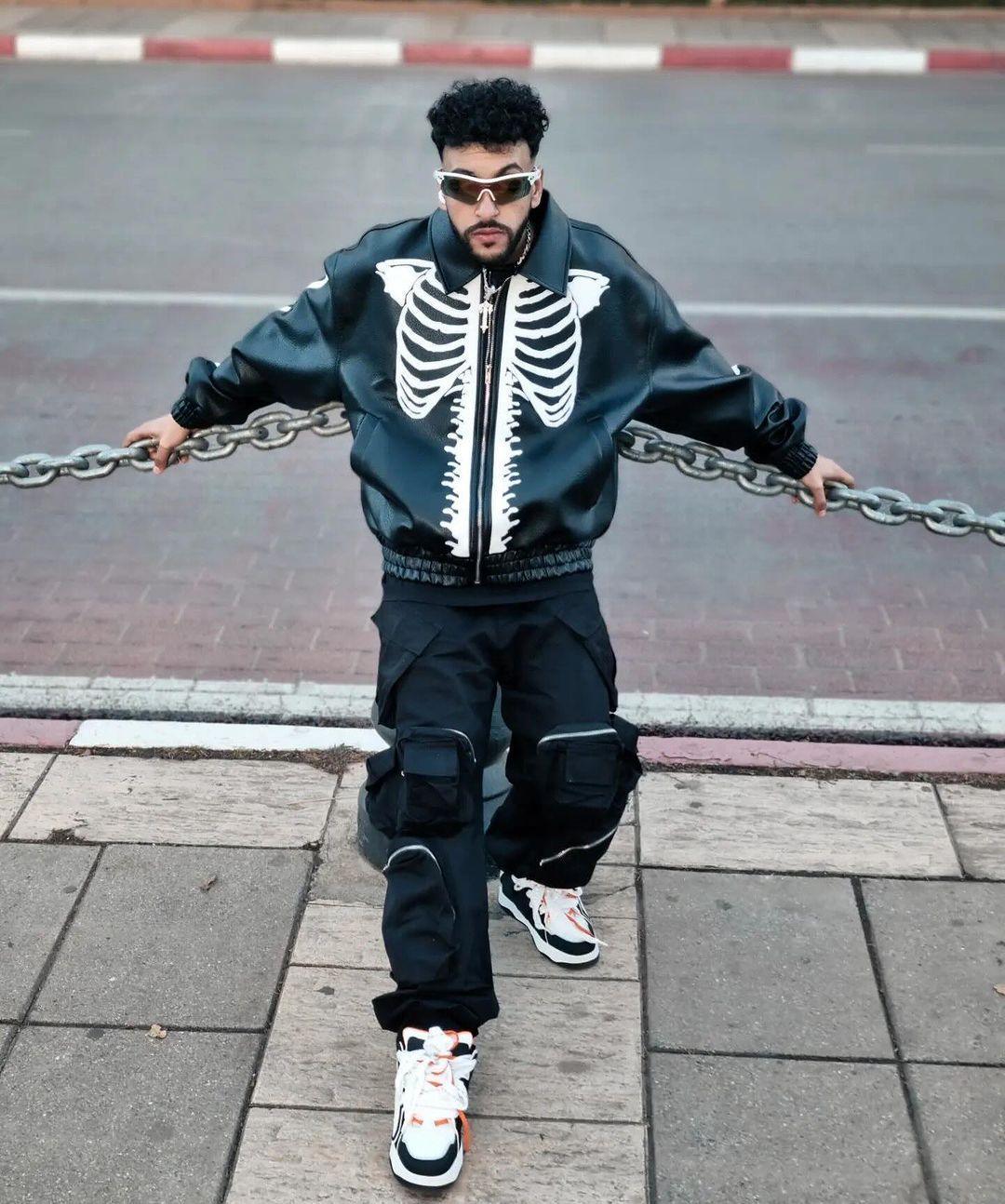 Tntwear® - Hip Hop Bones Embroidered Leather Jacket - 1833 - tntwear1